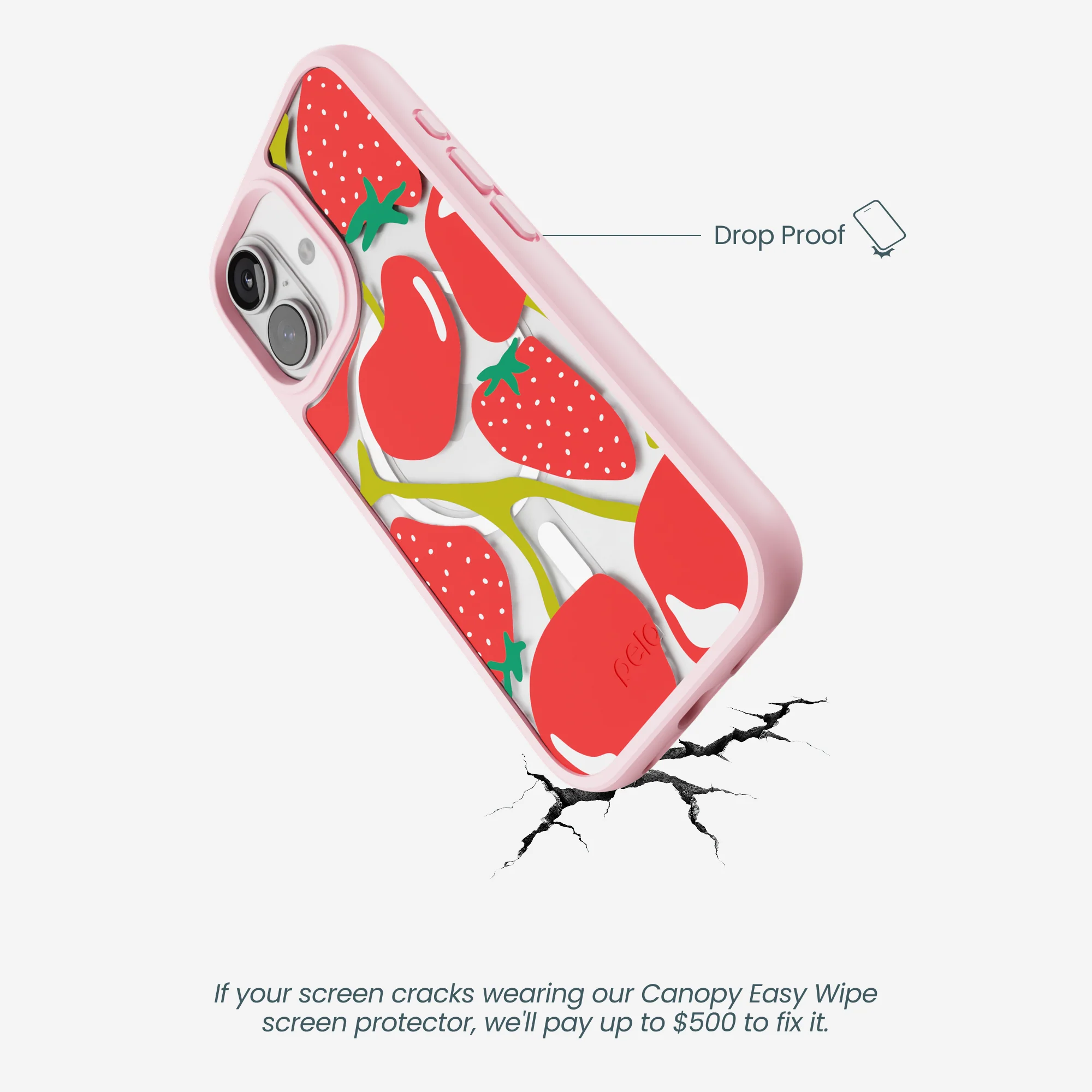 Clear Cherry Berry iPhone 17 Case With Petal Pink Ridge (MagSafe included) - Image 5