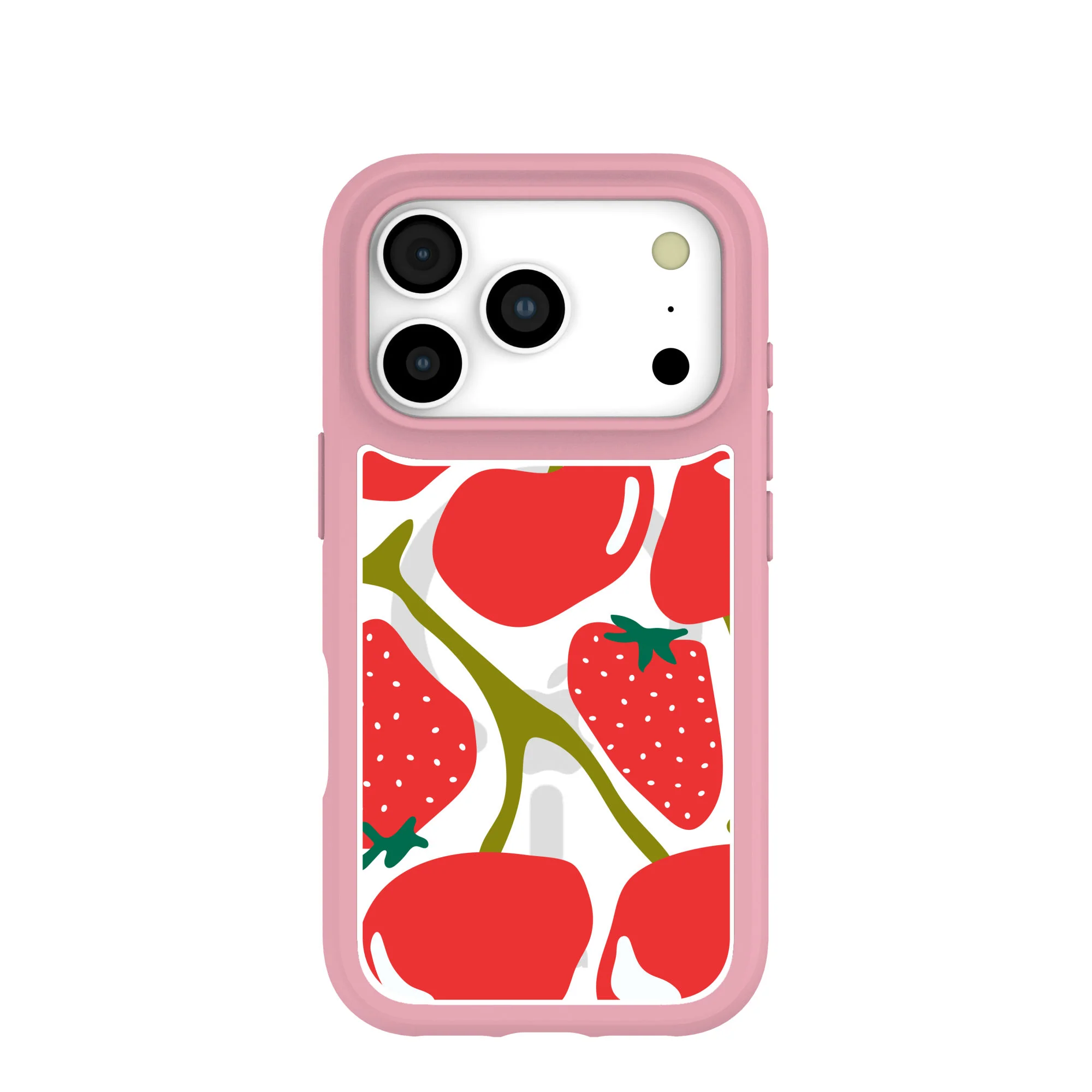 Clear Cherry Berry iPhone 17 Pro Case With Petal Pink Ridge (MagSafe included)