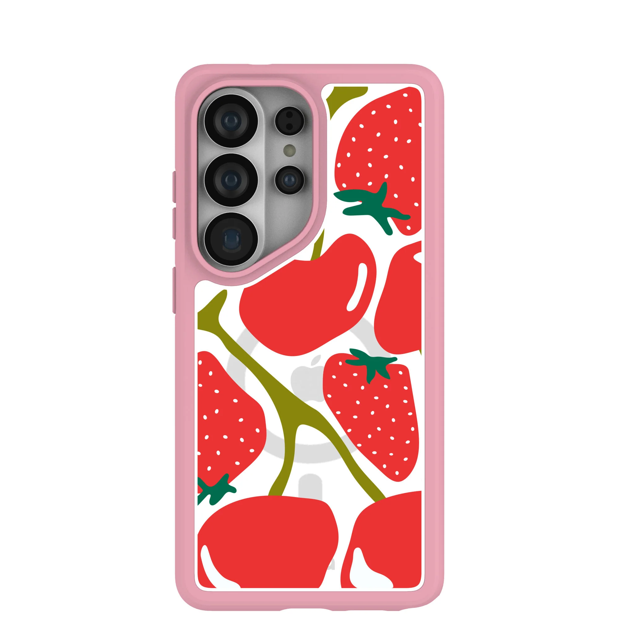 Clear Cherry Berry Samsung Galaxy S26 Ultra Case With Petal Pink Ridge (Magnetic Charging included)