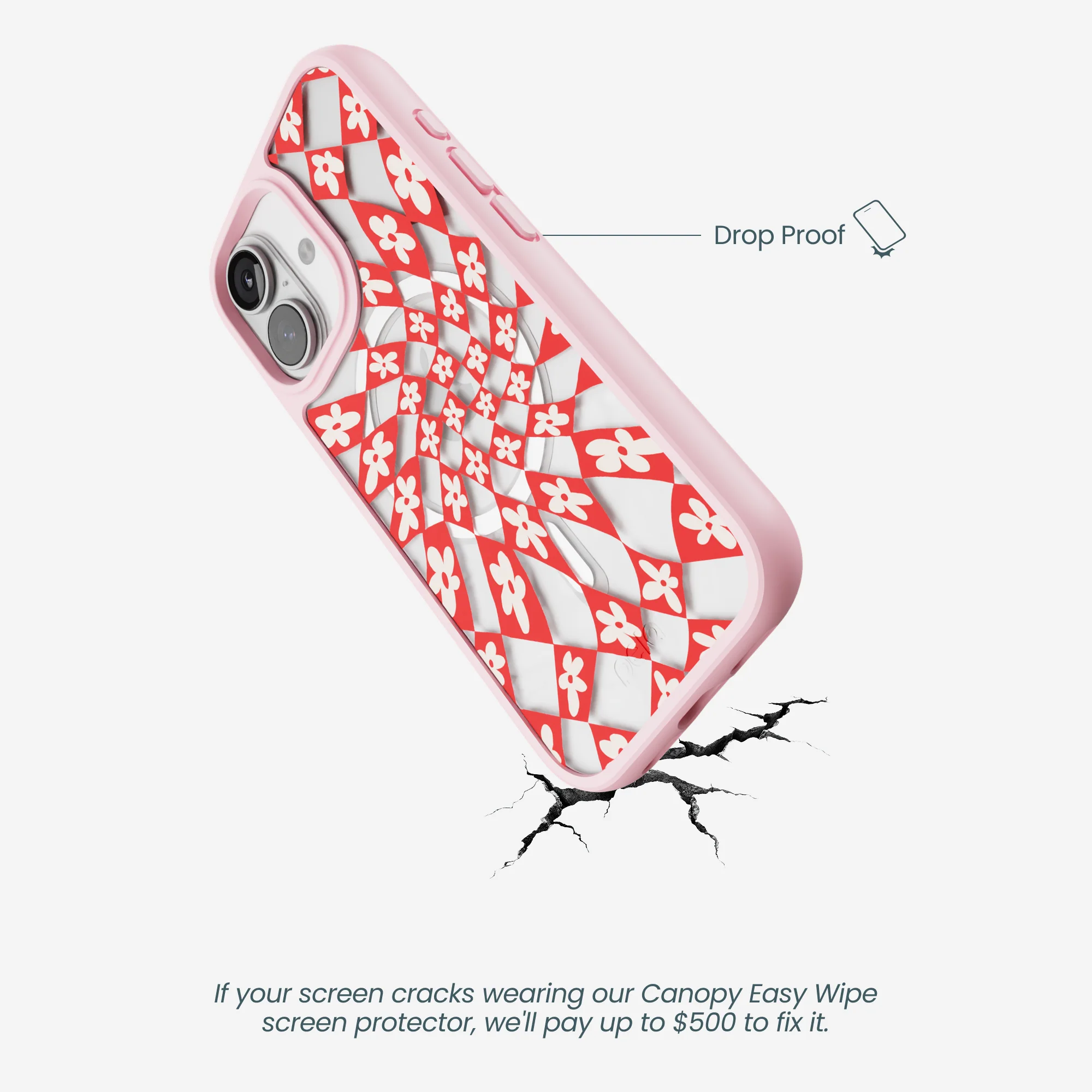Clear Funky Fleurs iPhone 17 Case With Petal Pink Ridge (MagSafe included) - Image 5
