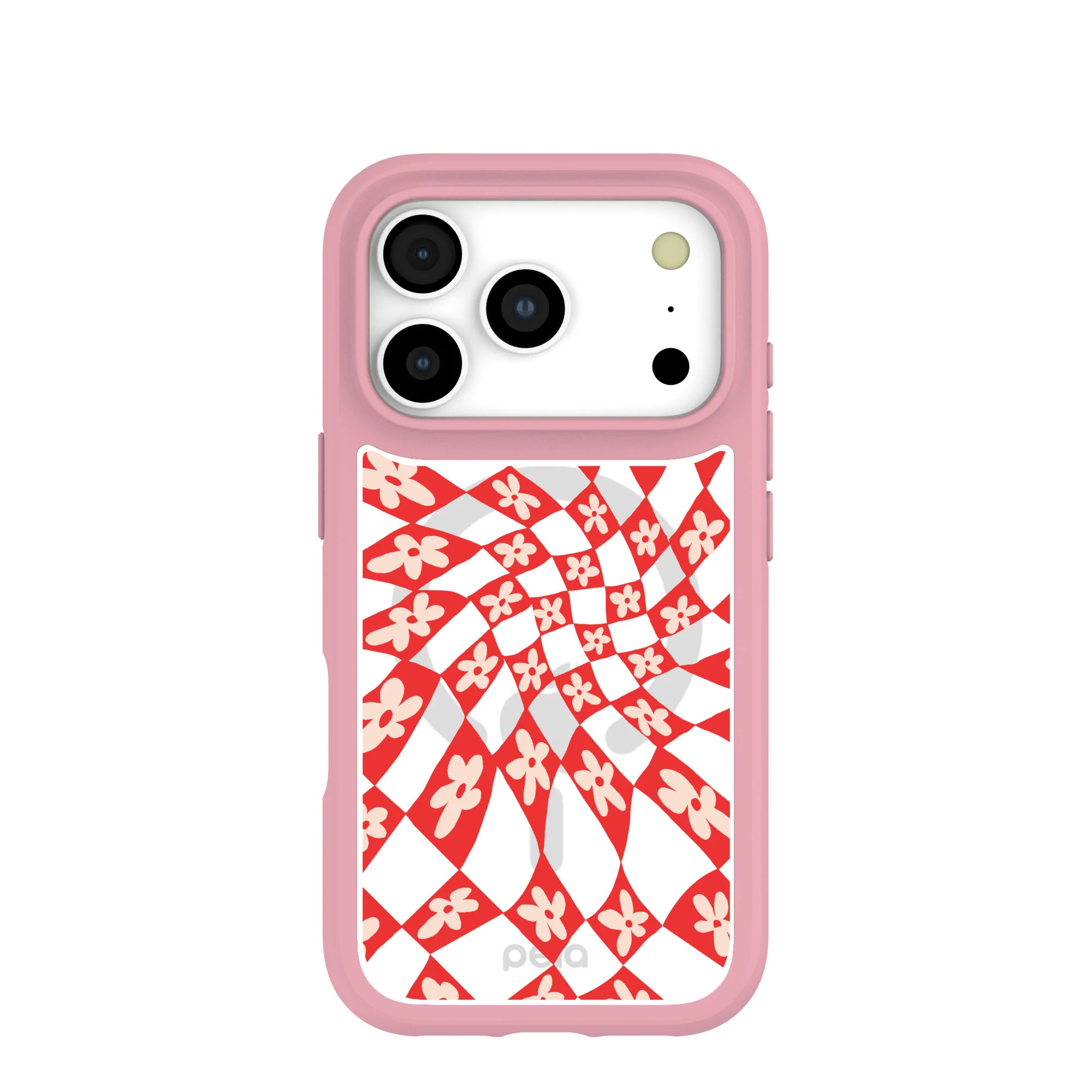 Clear Funky Fleurs iPhone 17 Pro Case With Petal Pink Ridge (MagSafe included)