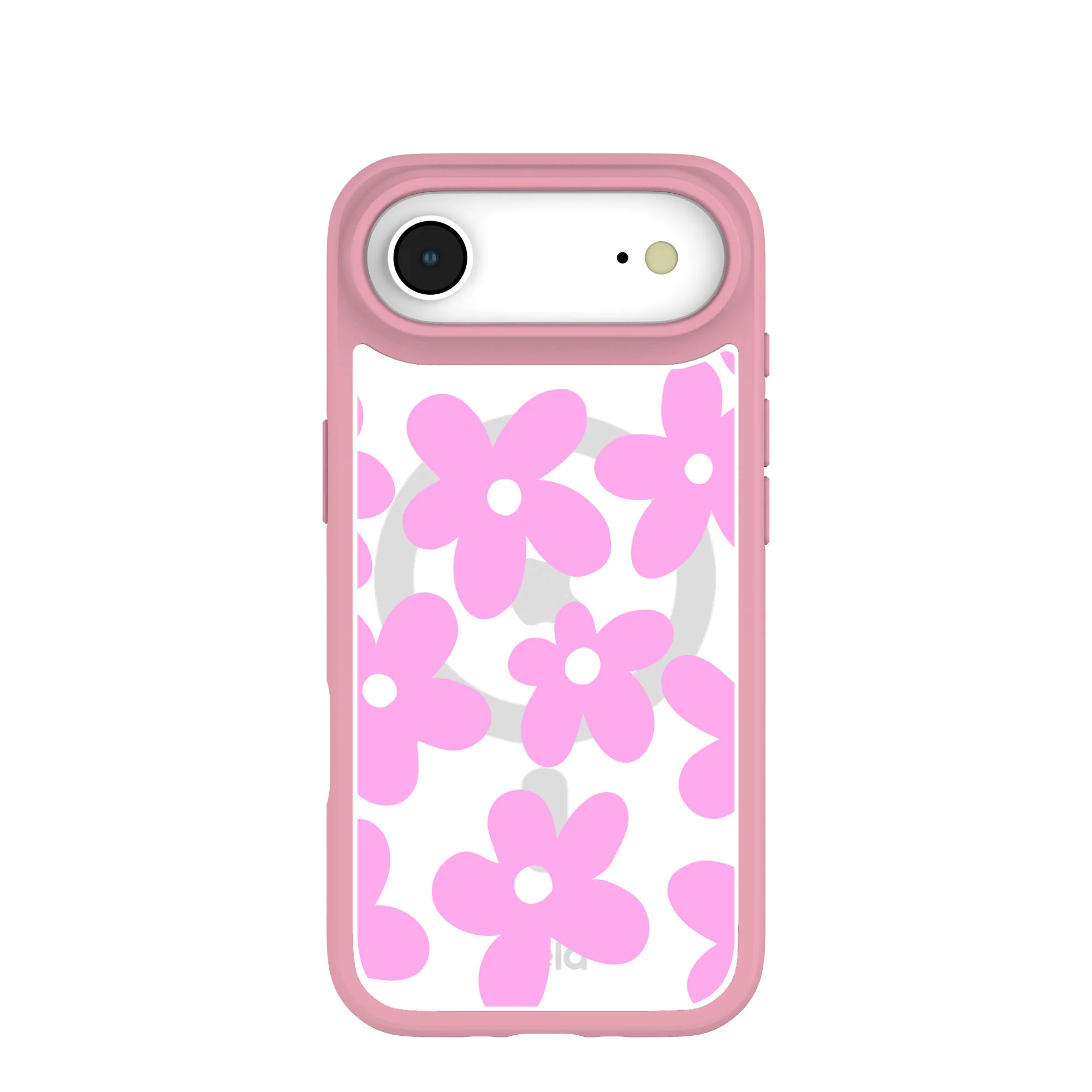 Clear Pink Blooms iPhone Air Case With Petal Pink Ridge (MagSafe included)