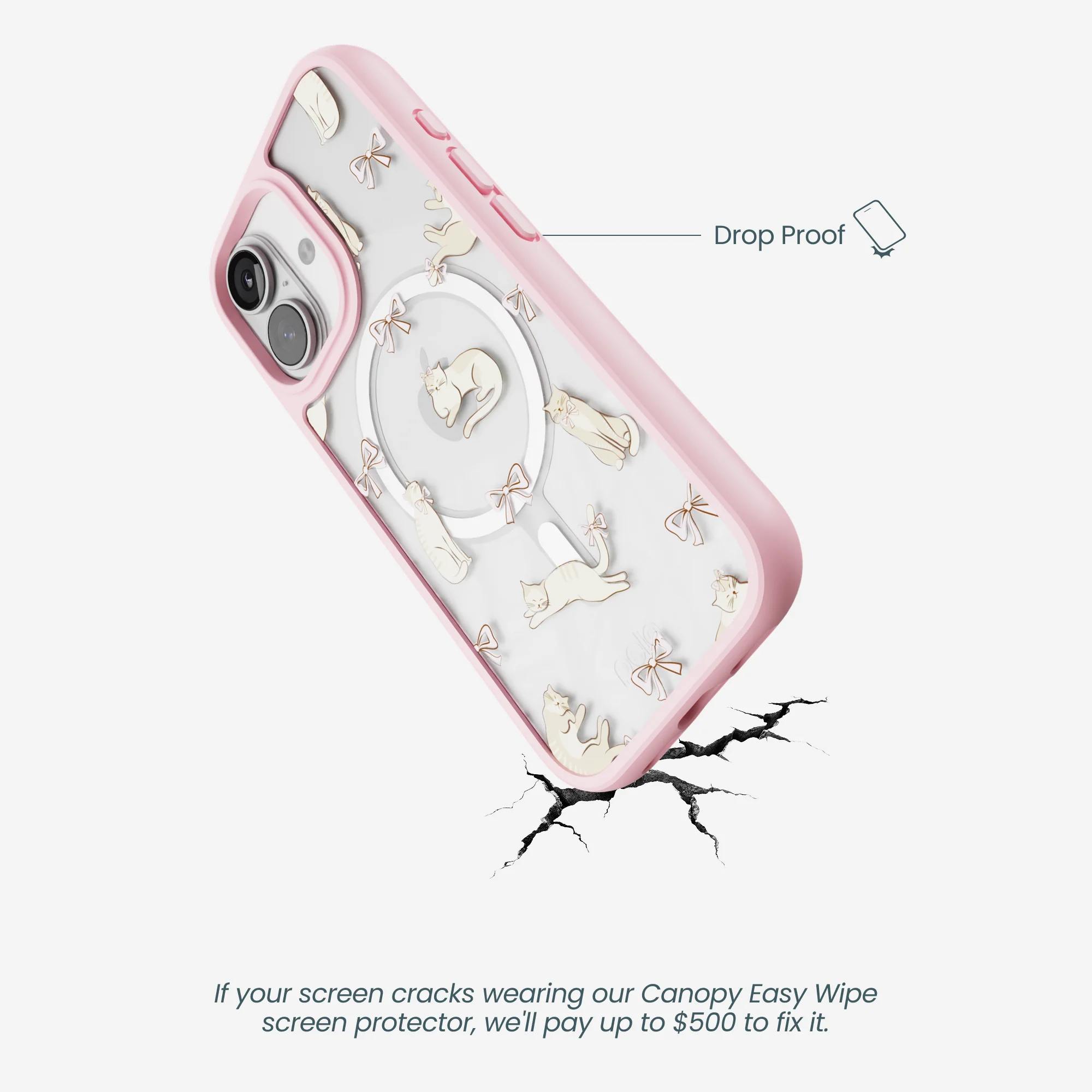 Clear Purrfection iPhone 17 Case With Petal Pink Ridge (MagSafe included) - Image 5