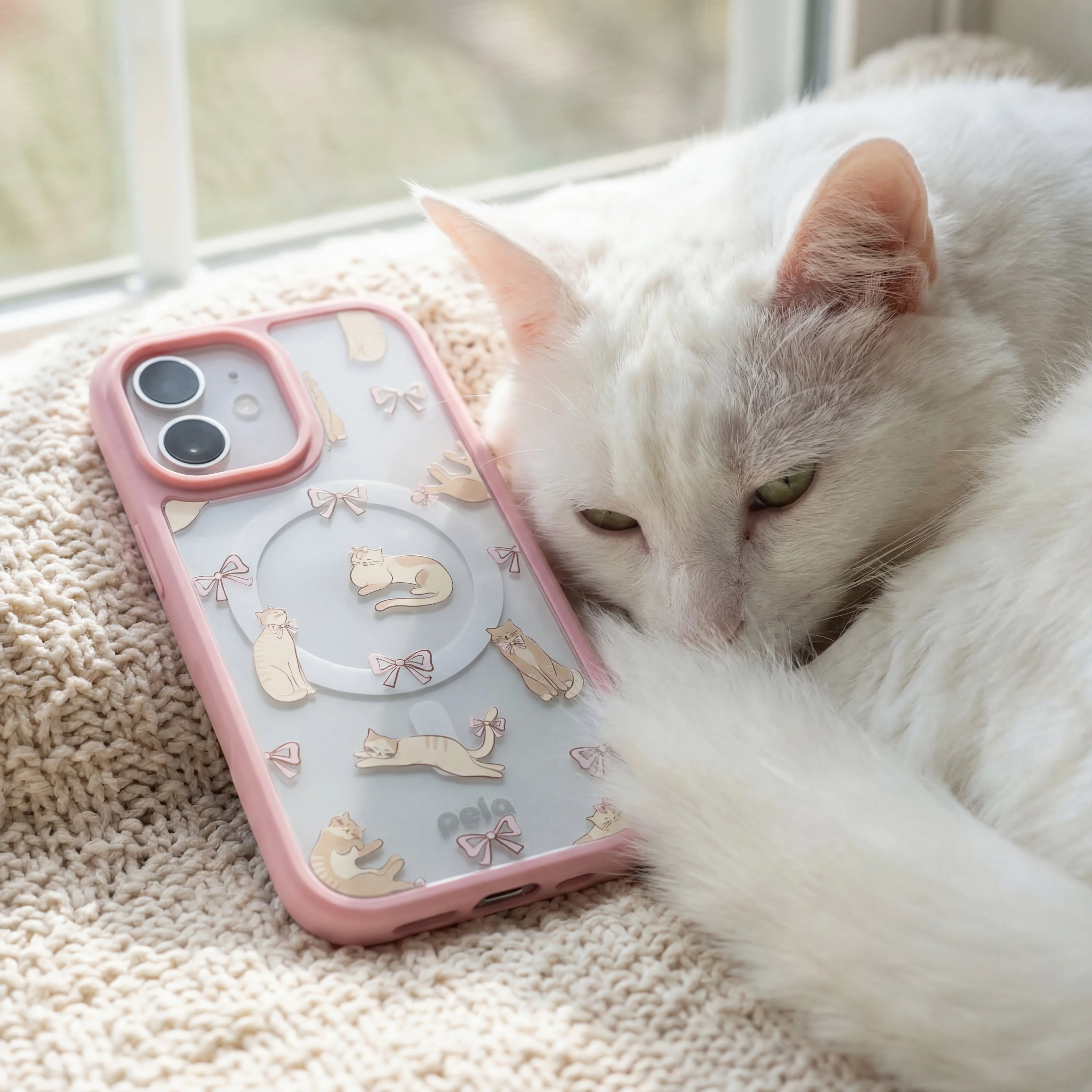 Clear Purrfection iPhone Air Case With Petal Pink Ridge (MagSafe included) - Image 2