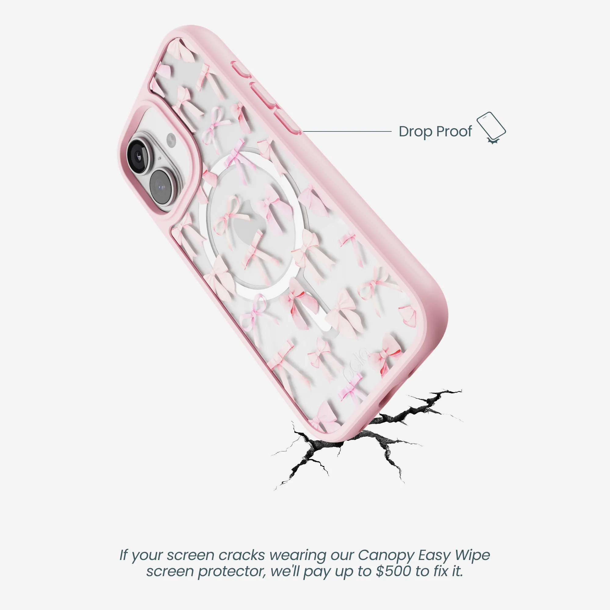 Clear Rosy Bows iPhone 17 Case With Petal Pink Ridge (MagSafe included) - Image 5