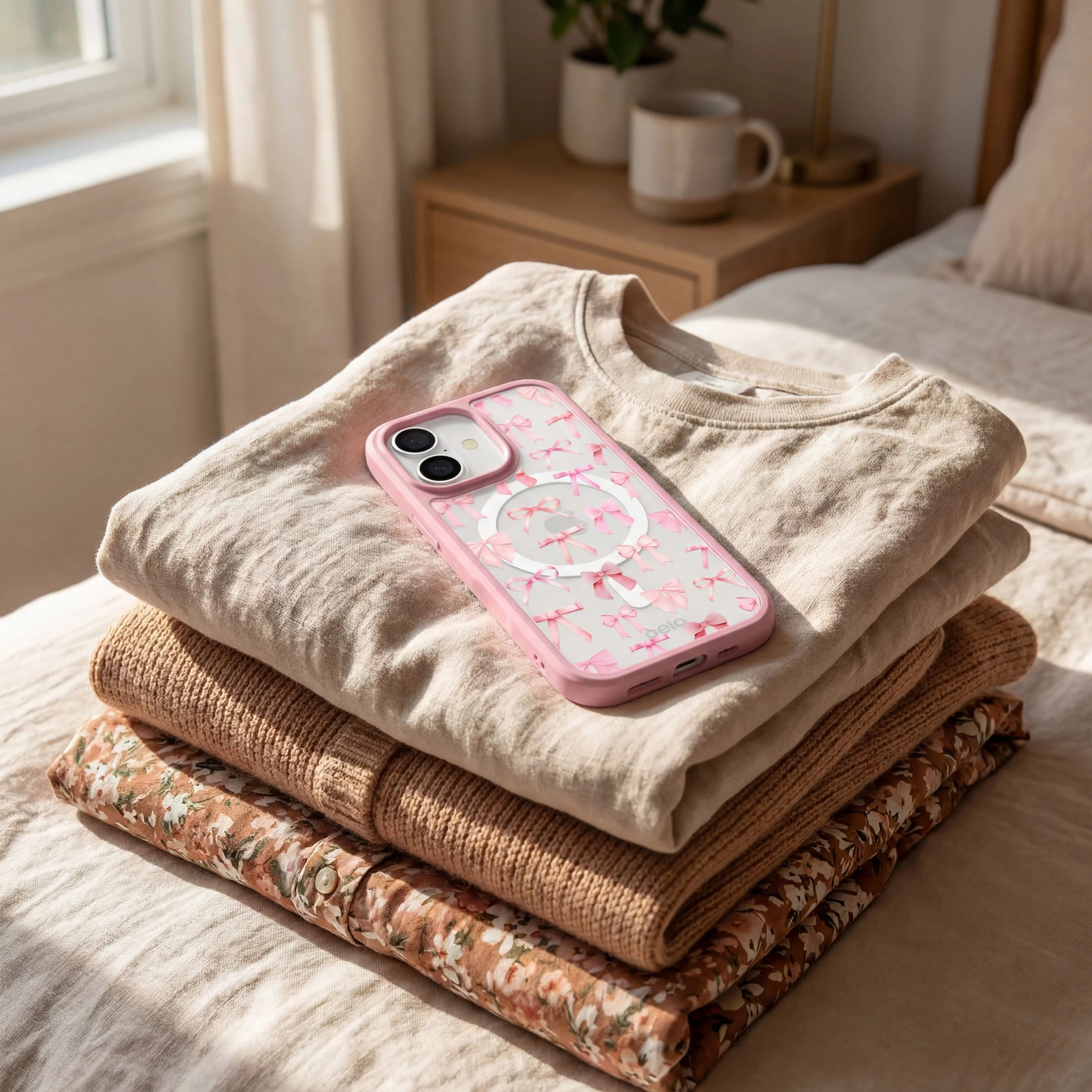Clear Rosy Bows iPhone 17 Pro Case With Petal Pink Ridge (MagSafe included) - Image 2