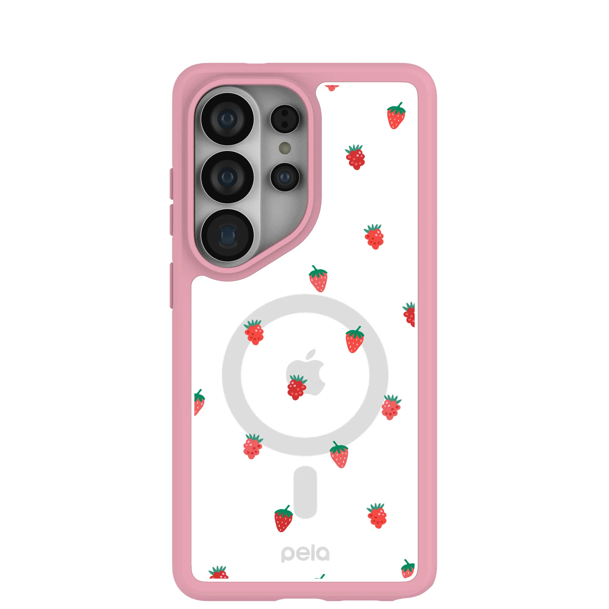 Clear Summer Berries Samsung Galaxy S26 Ultra Case With Petal Pink Ridge (Magnetic Charging included)