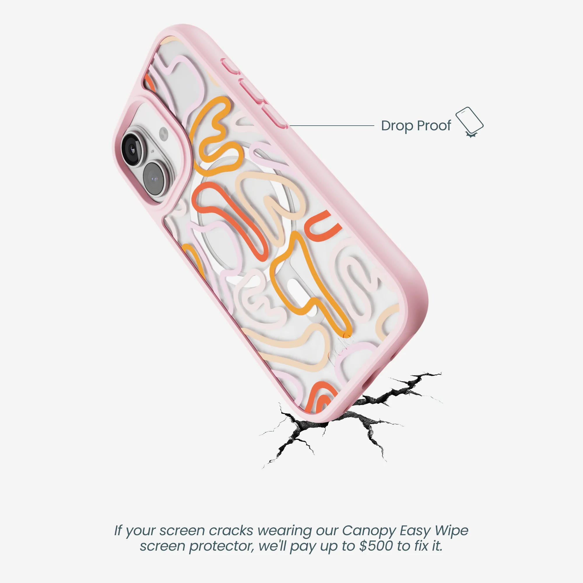 Clear Sweet Doodles iPhone 17 Case With Petal Pink Ridge (MagSafe included) - Image 5