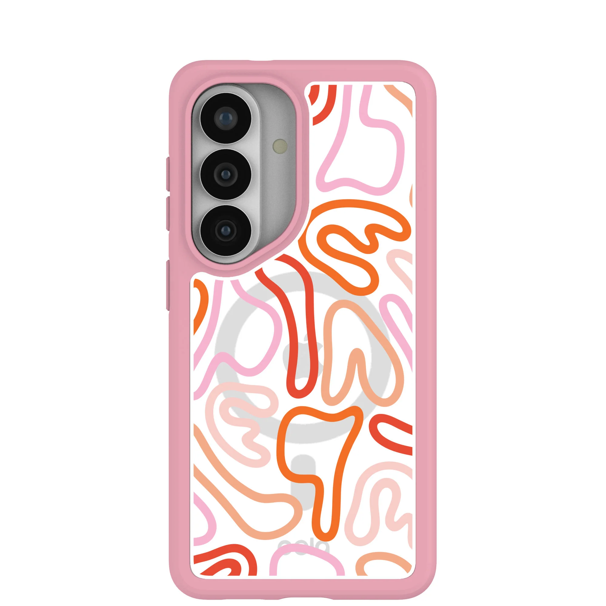 Clear Sweet Doodles Samsung Galaxy S26 Case With Petal Pink Ridge (Magnetic Charging included)
