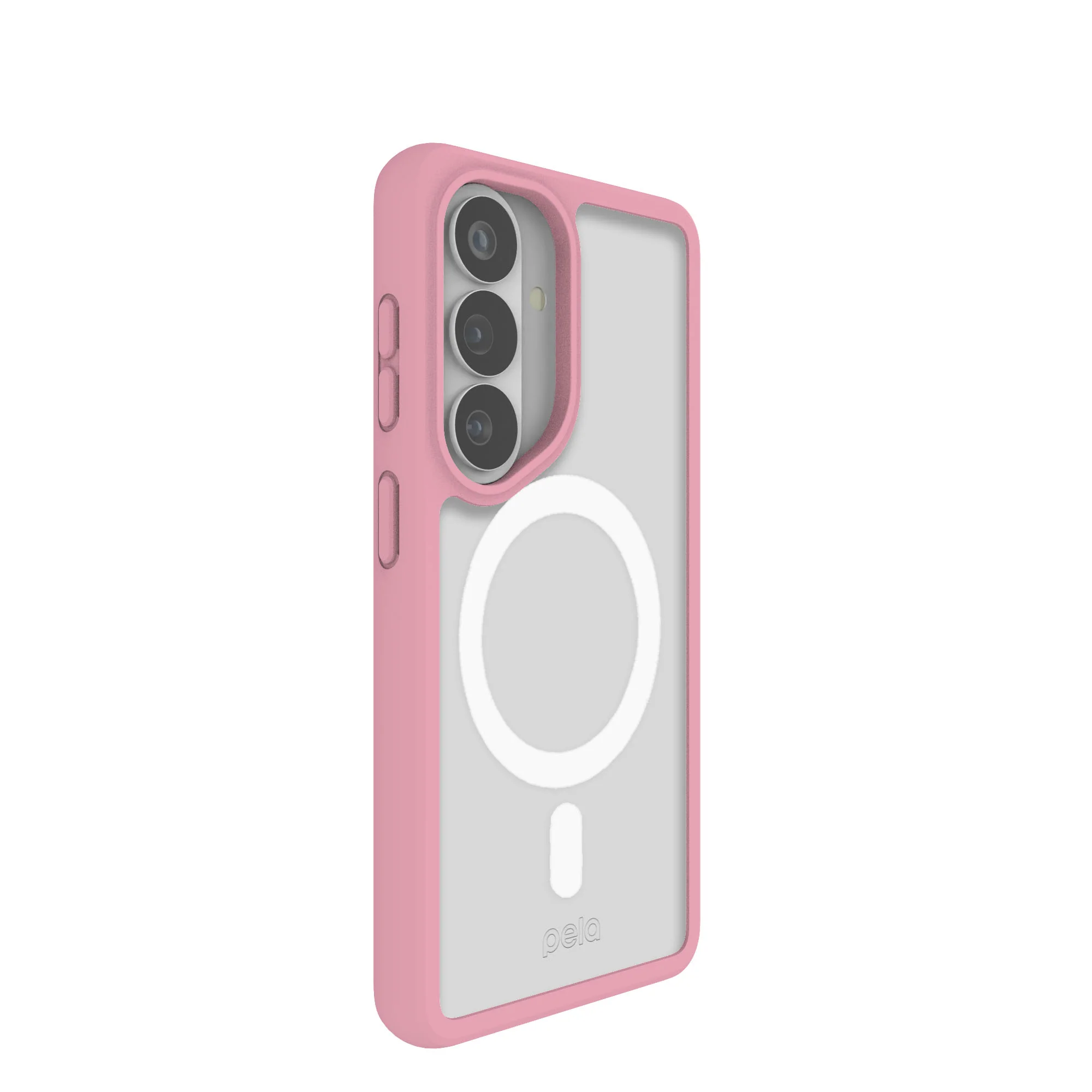 Clear Samsung Galaxy S26 Case with Petal Pink Ridge (Magnetic Charging Included) - Image 4