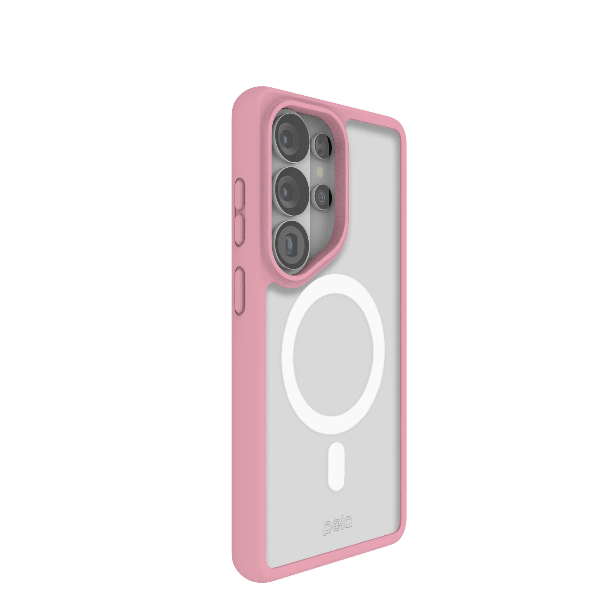 Clear Samsung Galaxy S26 Ultra Case with Petal Pink Ridge (Magnetic Charging Included) - Image 4