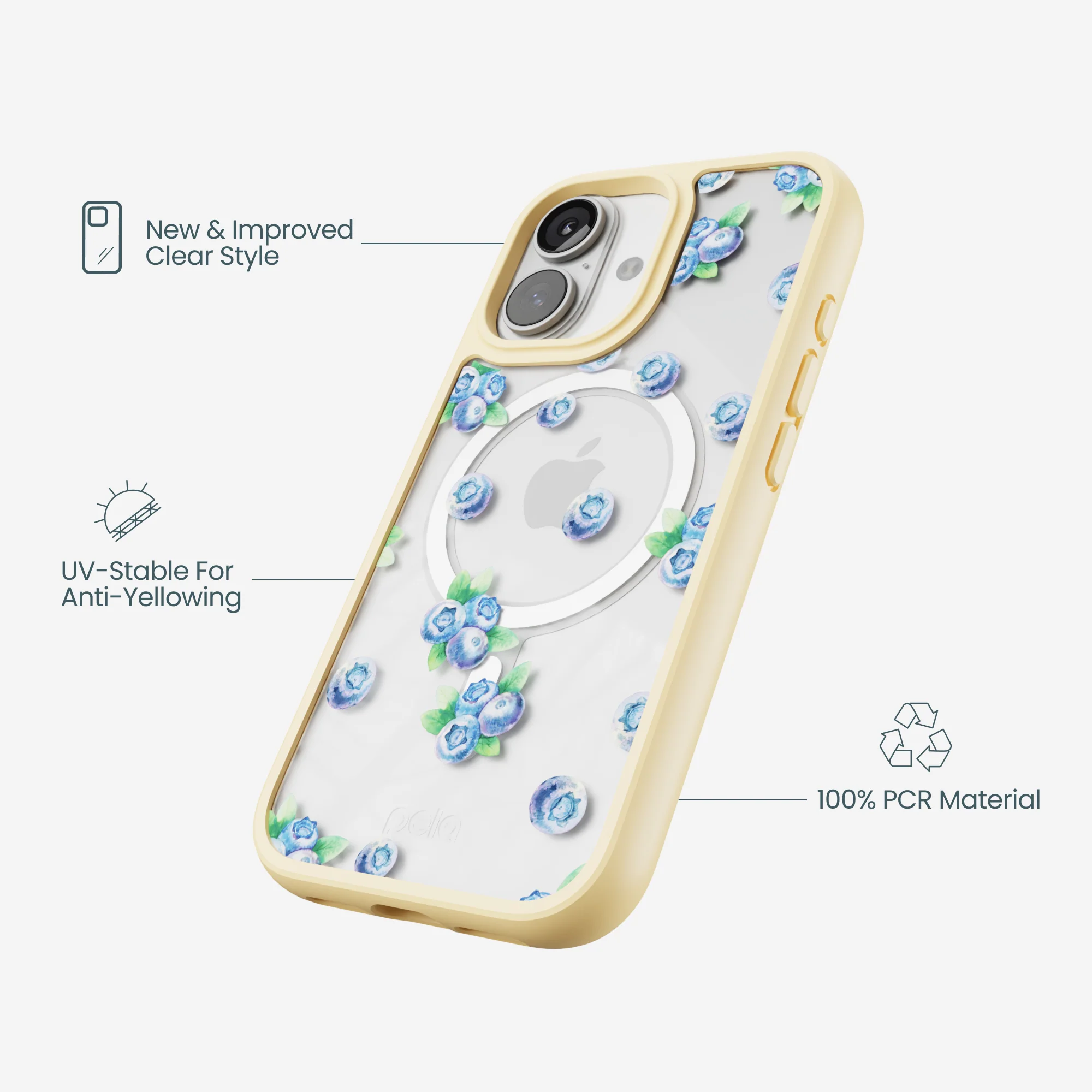 Clear Blueberry Pop iPhone 17 Case With Sunbeam Ridge (MagSafe included) - Image 4