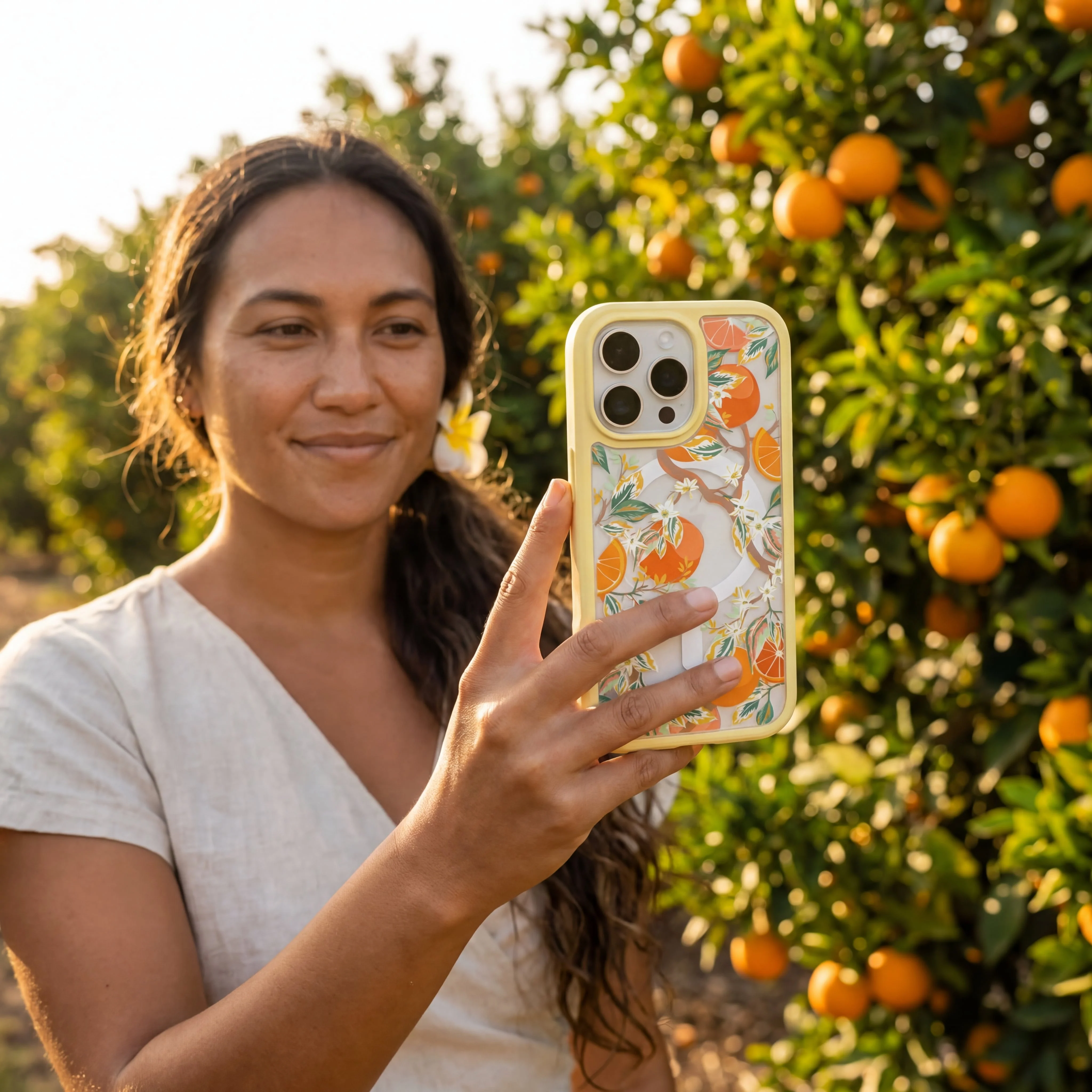Clear Citrus Blooms iPhone 17 Case With Sunbeam Ridge (MagSafe included) - Image 2