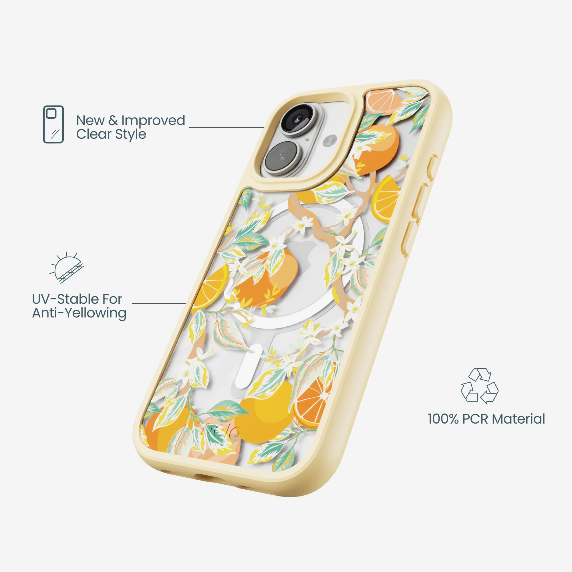 Clear Citrus Blooms iPhone 17 Case With Sunbeam Ridge (MagSafe included) - Image 4
