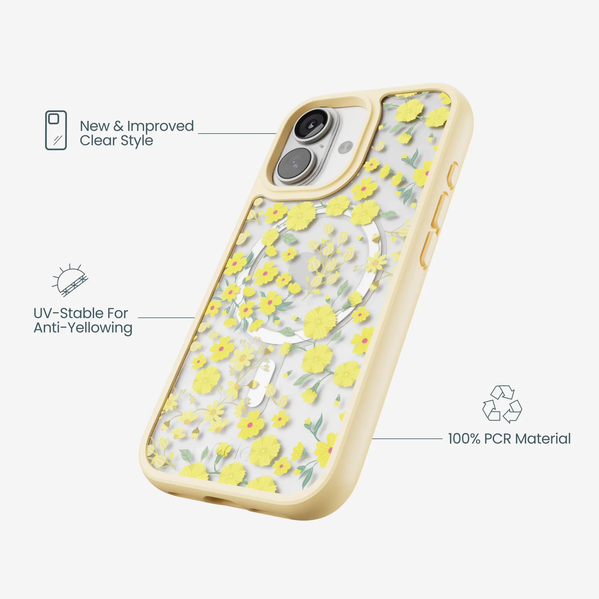 Clear Golden Bloom iPhone 17 Case With Sunbeam Ridge (MagSafe included) - Image 4