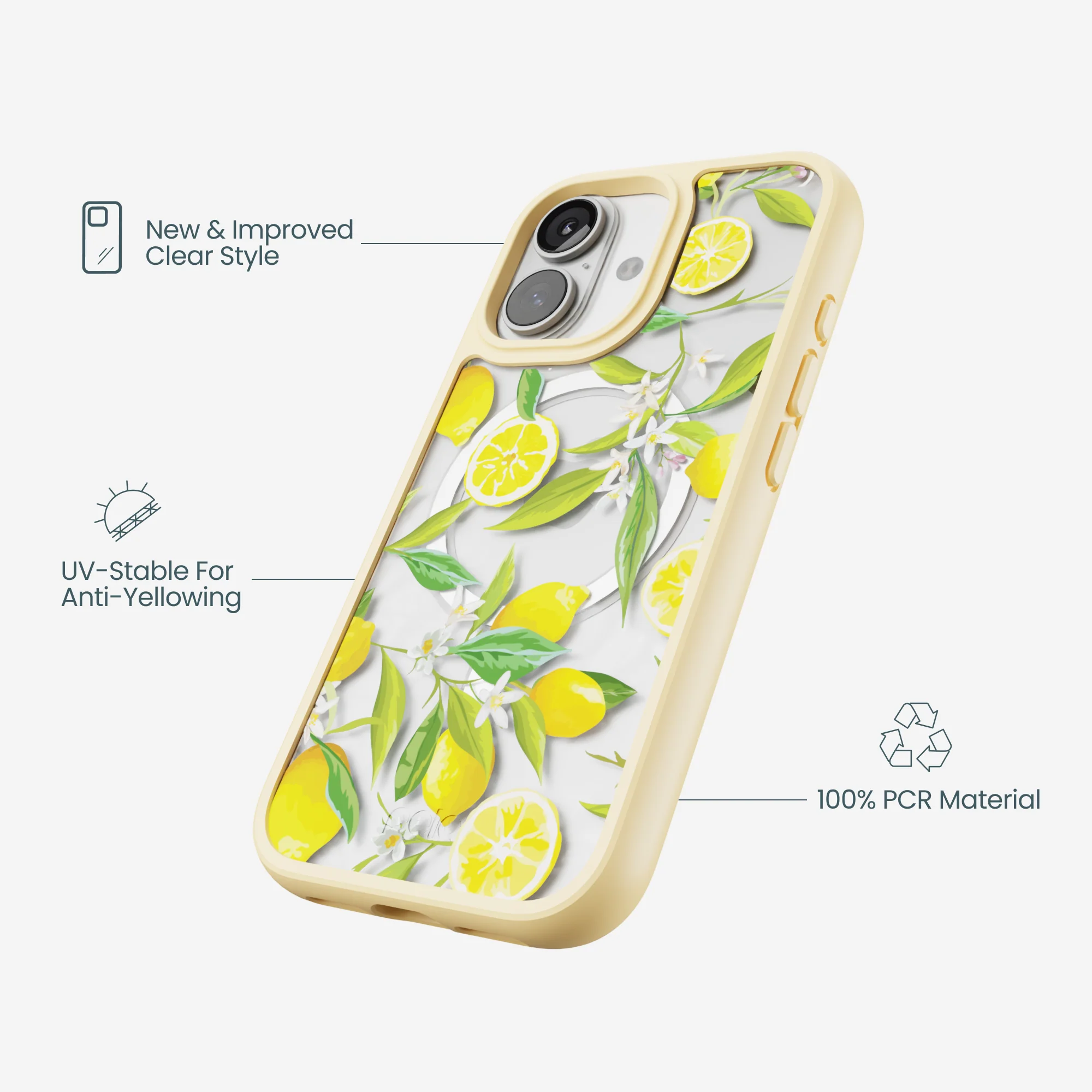 Clear Lemon Bloom iPhone 17 Case With Sunbeam Ridge (MagSafe included) - Image 4