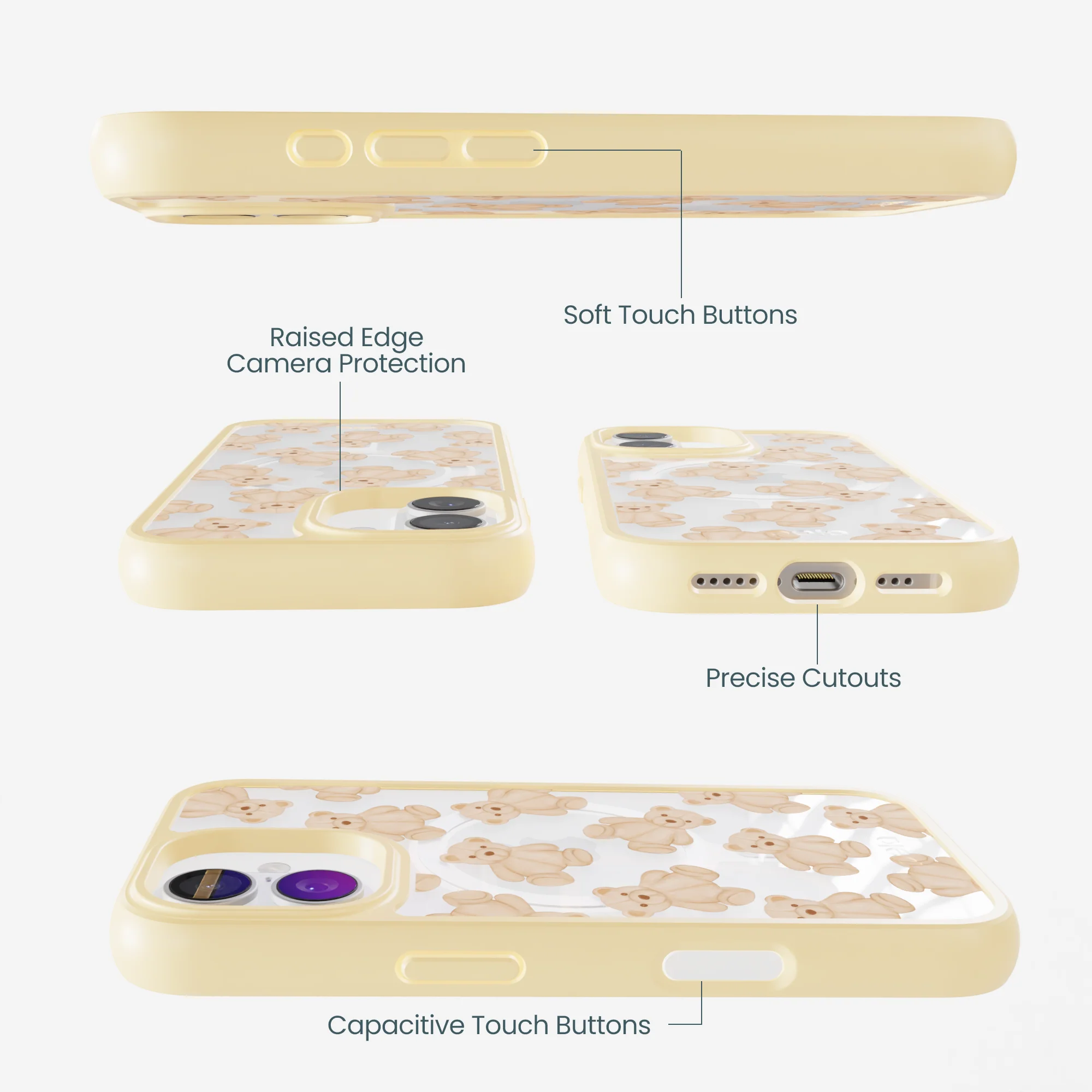 Clear Teddy Love iPhone 17 Case With Sunbeam Ridge (MagSafe included) - Image 3