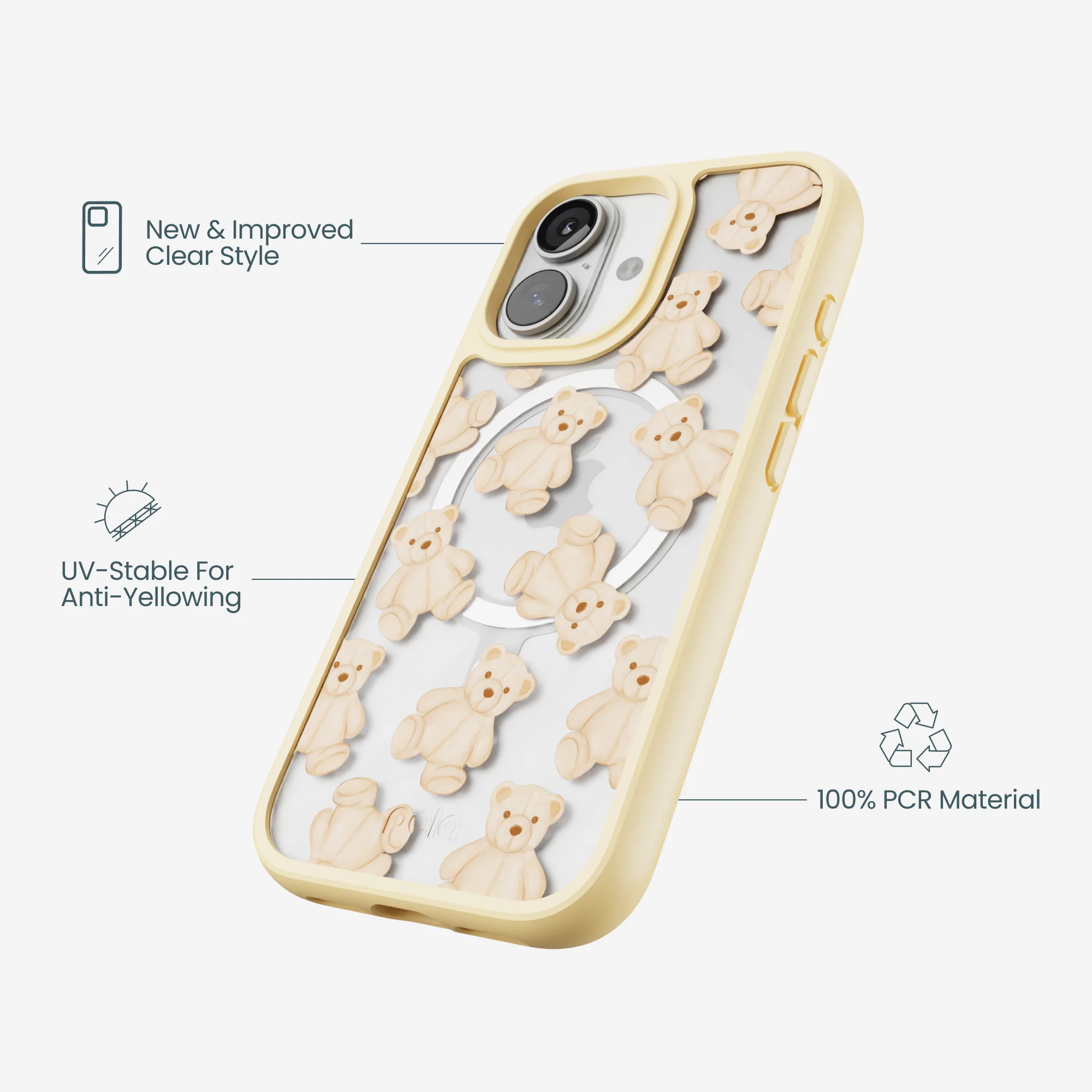 Clear Teddy Love iPhone 17 Case With Sunbeam Ridge (MagSafe included) - Image 4