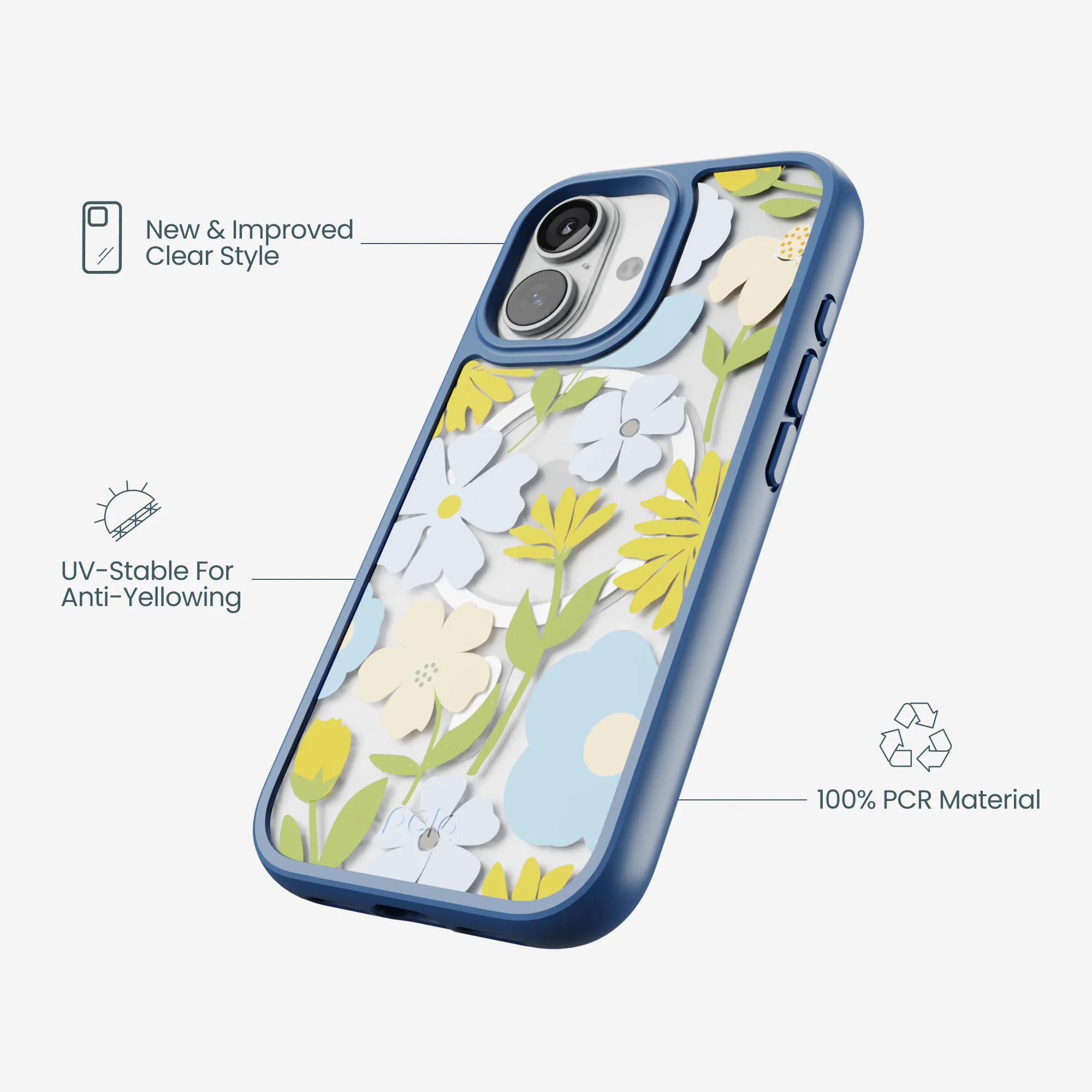 Clear Blossom Trail iPhone 17 Case With True Blue Ridge (MagSafe included) - Image 4