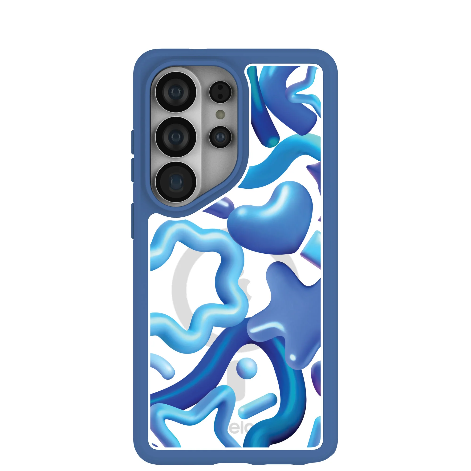 Clear Blue Chrome Samsung Galaxy S26 Ultra Case With True Blue Ridge (Magnetic Charging included)