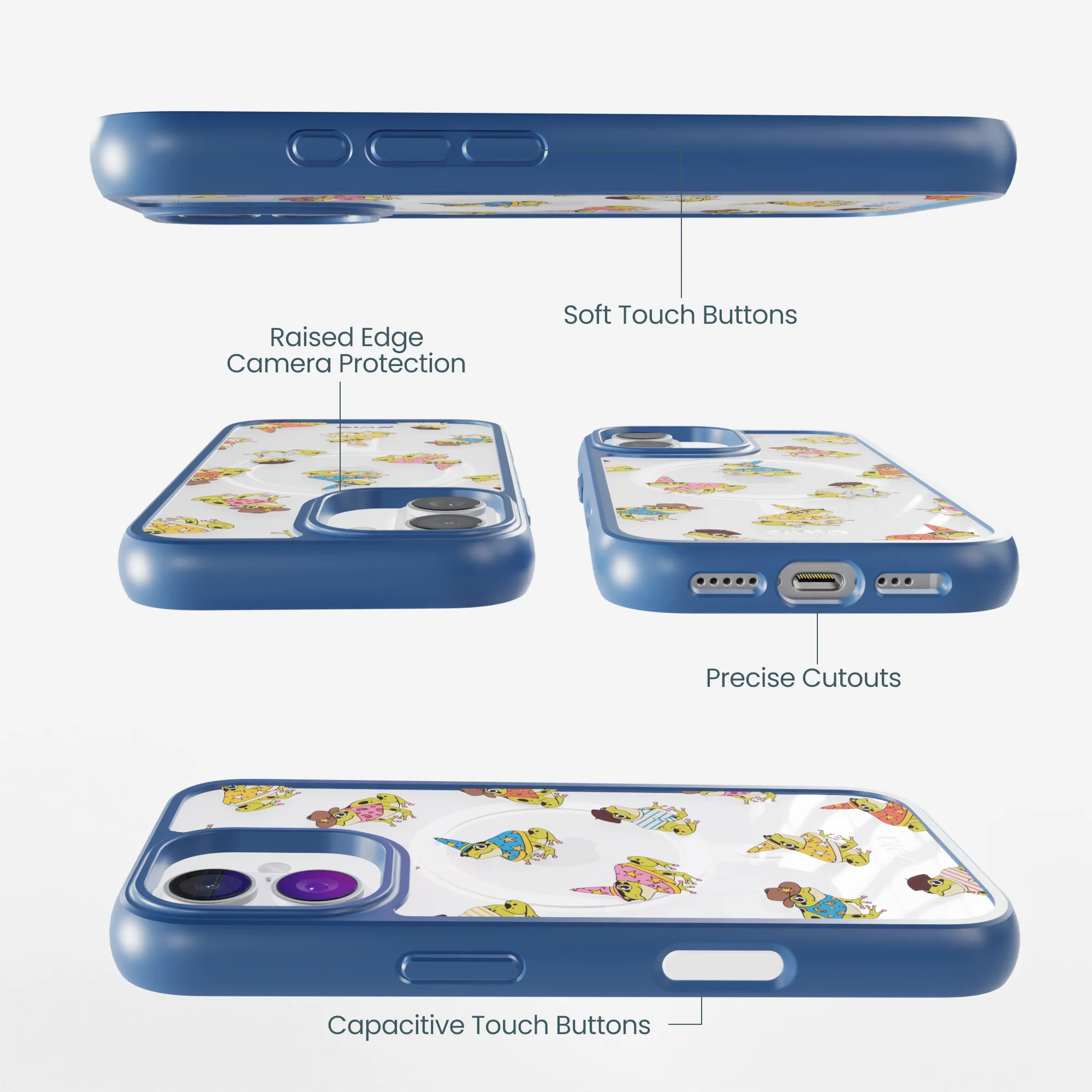 Clear Fancy Frogs iPhone 17 Case With True Blue Ridge (MagSafe included) - Image 3