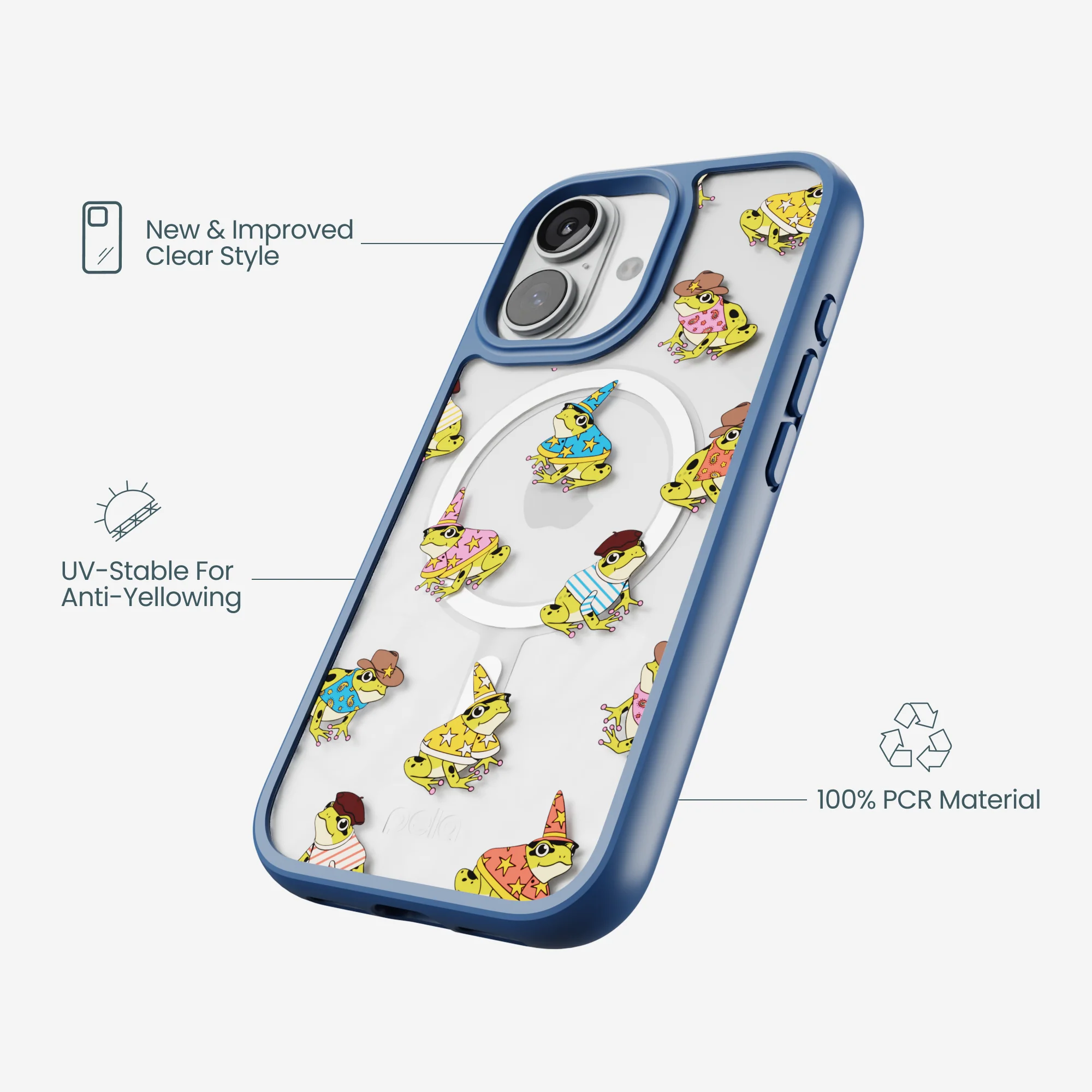 Clear Fancy Frogs iPhone 17 Case With True Blue Ridge (MagSafe included) - Image 4