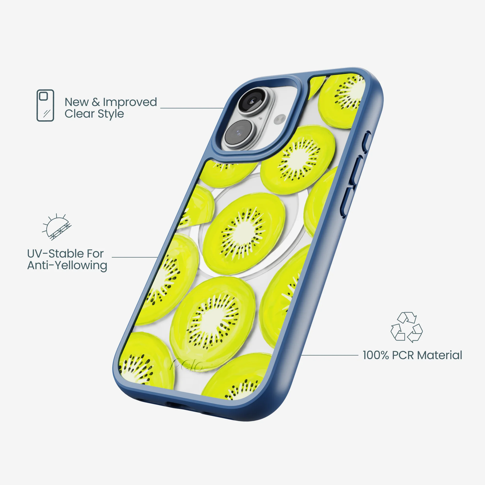 Clear Kiwi Slices iPhone 17 Case With True Blue Ridge (MagSafe included) - Image 4