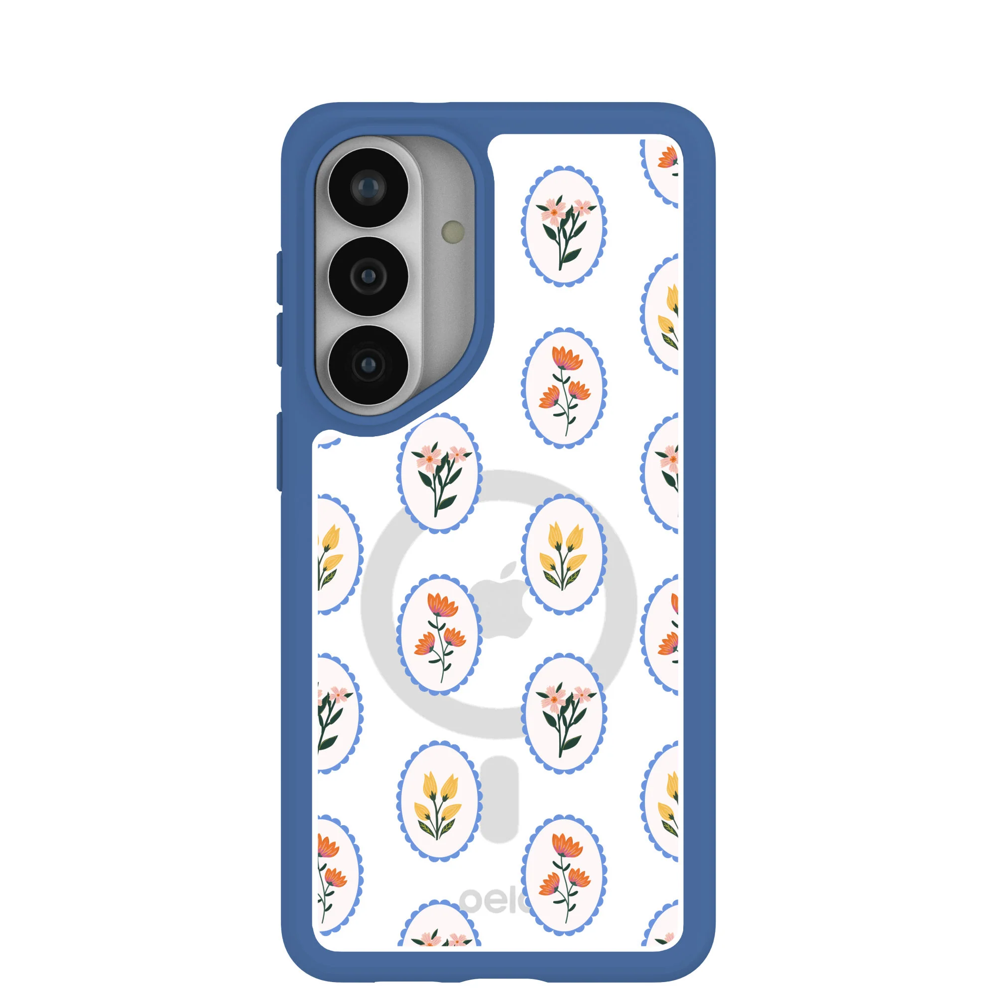 Clear Rosette Frame Samsung Galaxy S26+(Plus) Case With True Blue Ridge (Magnetic Charging included)