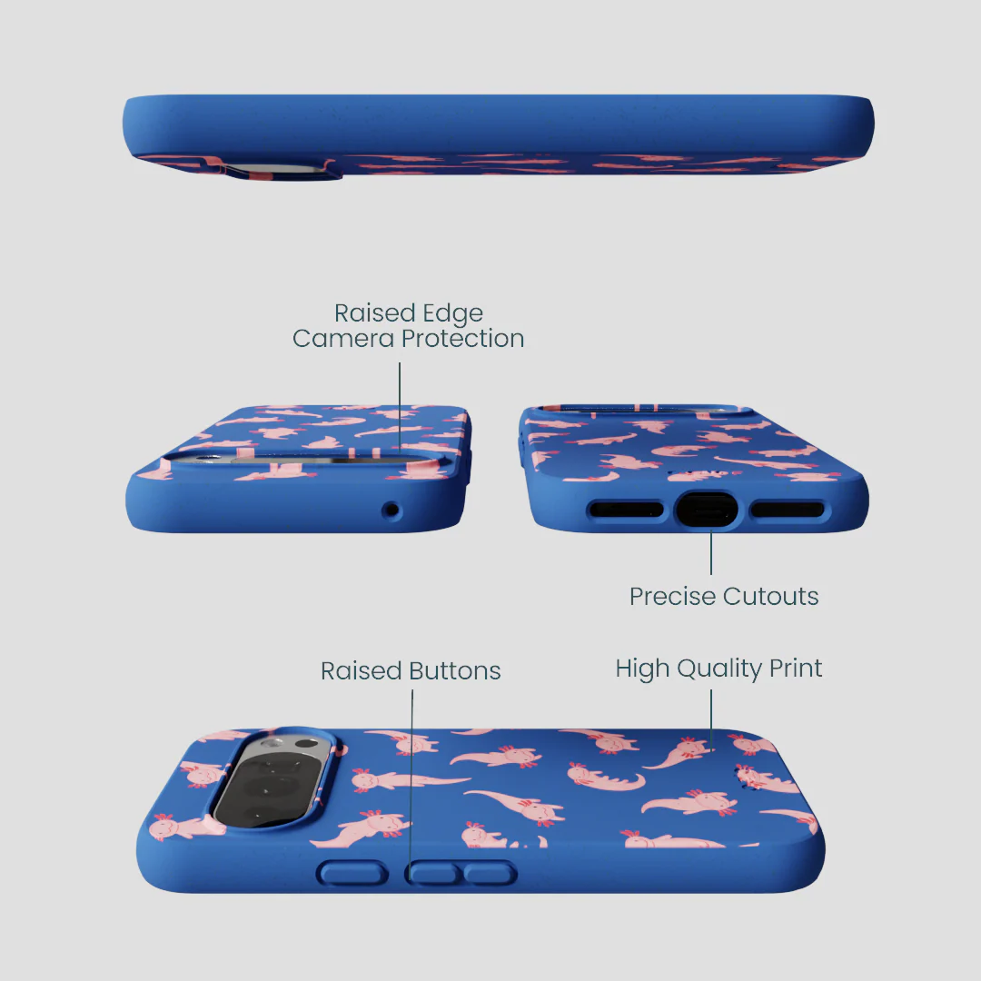 Electric Blue Axolotls Google Pixel 10/10 Pro Case - Image 3