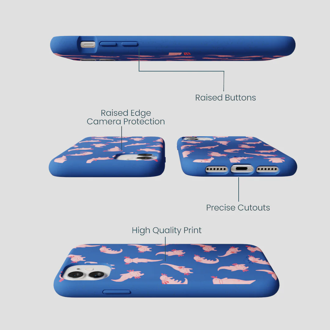 Electric Blue Axolotls iPhone 11 Case - Image 3