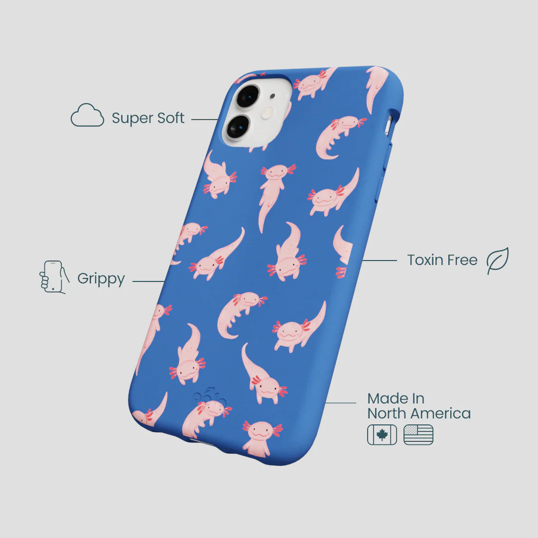 Electric Blue Axolotls iPhone 11 Case - Image 4
