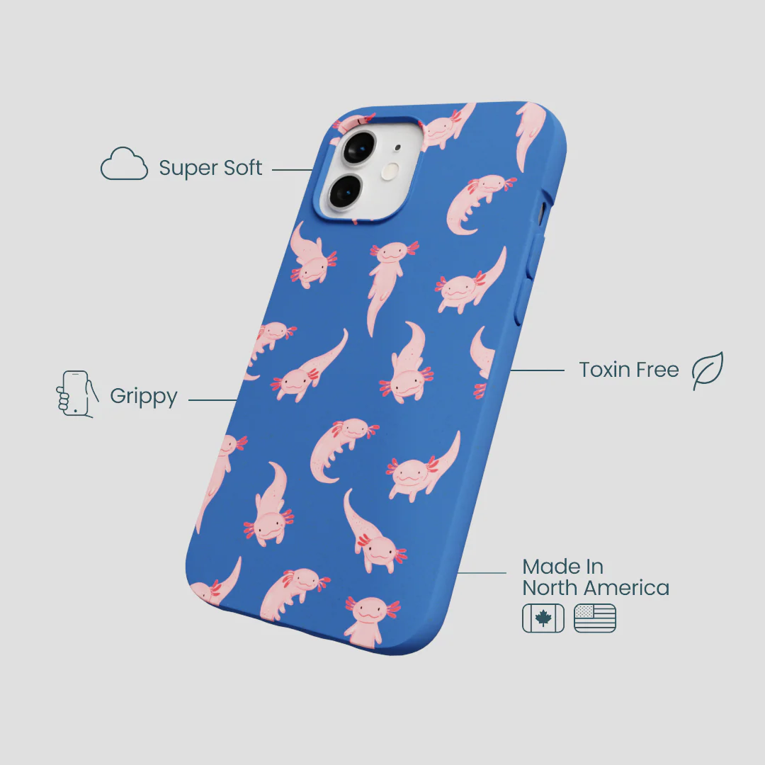 Electric Blue Axolotls iPhone 12/ iPhone 12 Pro Case - Image 4