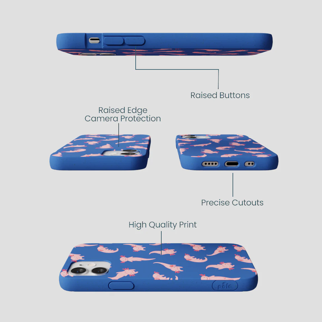 Electric Blue Axolotls iPhone 12 Mini Case - Image 3