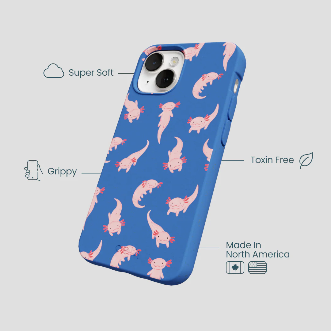 Electric Blue Axolotls iPhone 13 Case - Image 4