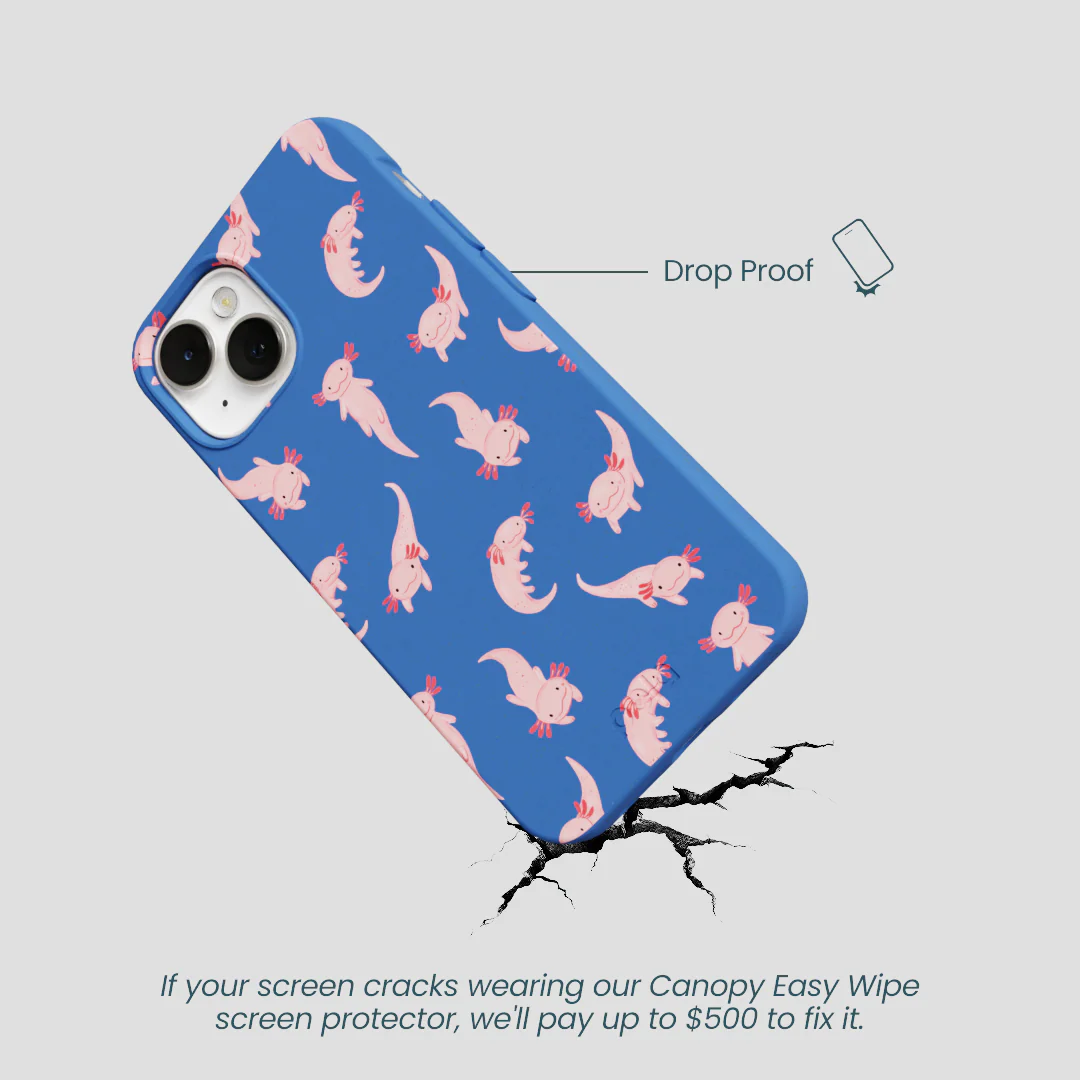 Electric Blue Axolotls iPhone 13 Case - Image 5