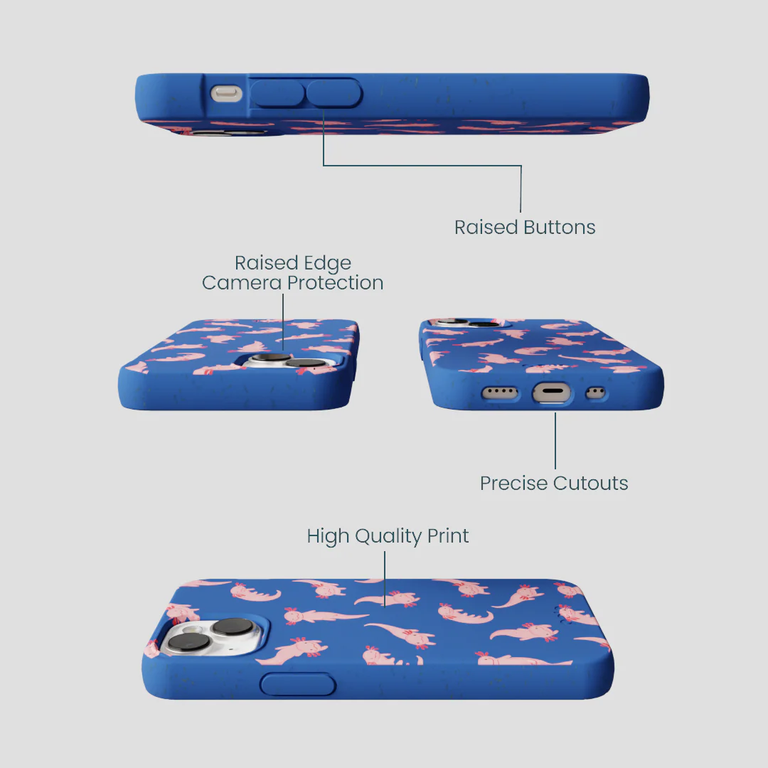 Electric Blue Axolotls iPhone 13 Mini Case - Image 3