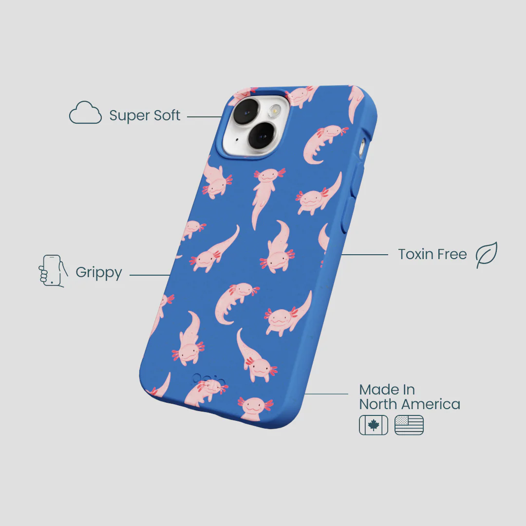 Electric Blue Axolotls iPhone 13 Mini Case - Image 4