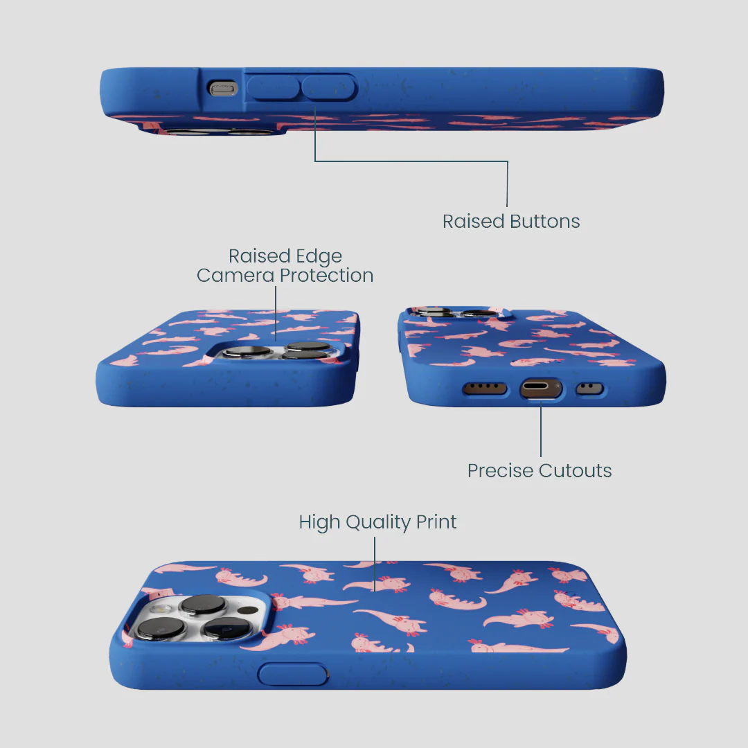 Electric Blue Axolotls iPhone 13 Pro Case - Image 3