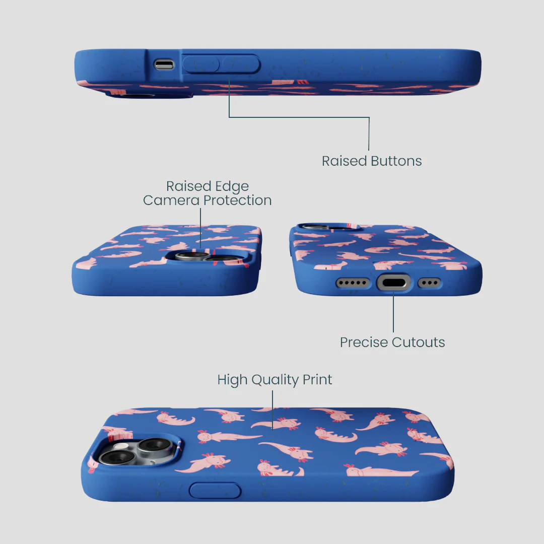Electric Blue Axolotls iPhone 14 Case - Image 3