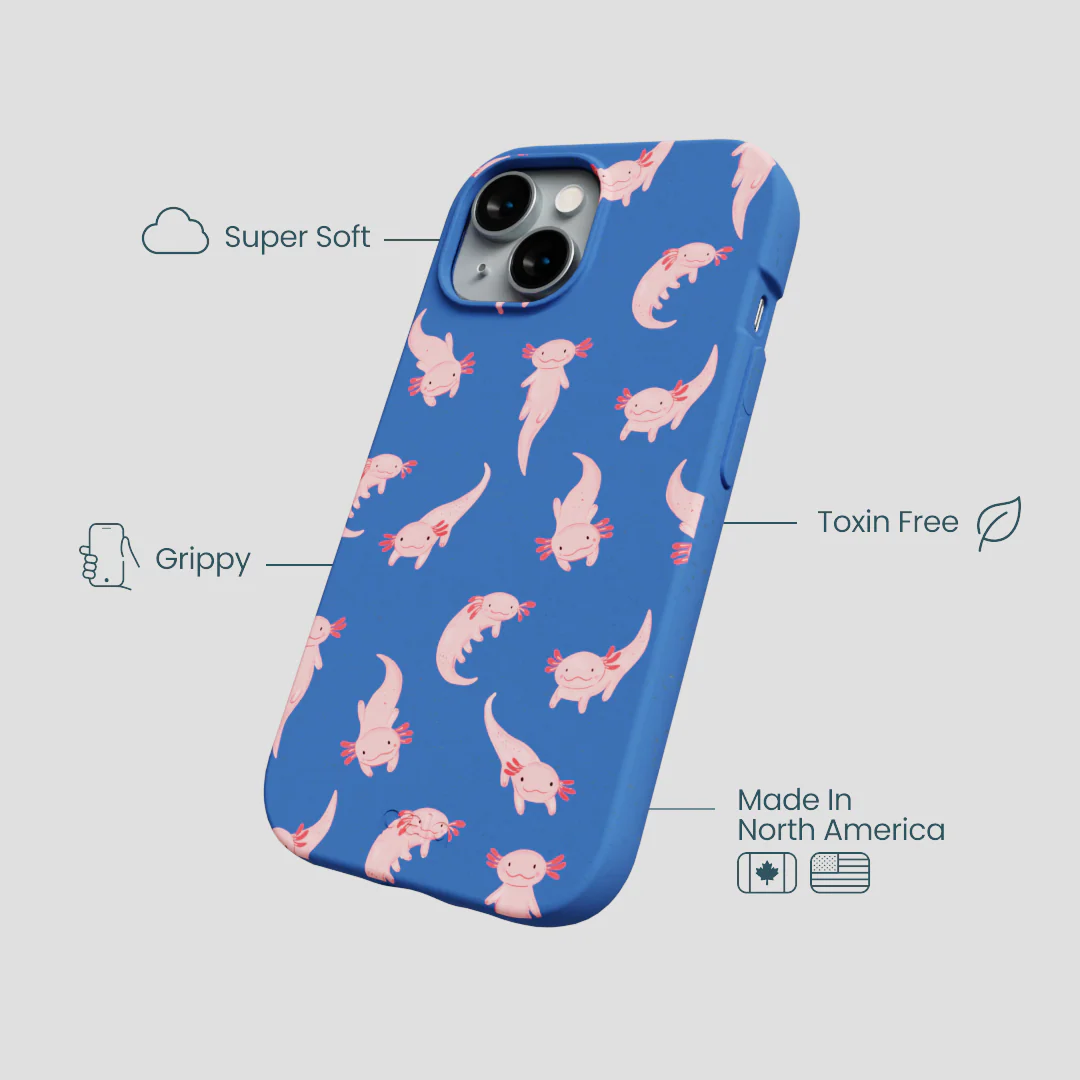 Electric Blue Axolotls iPhone 14 Case - Image 4