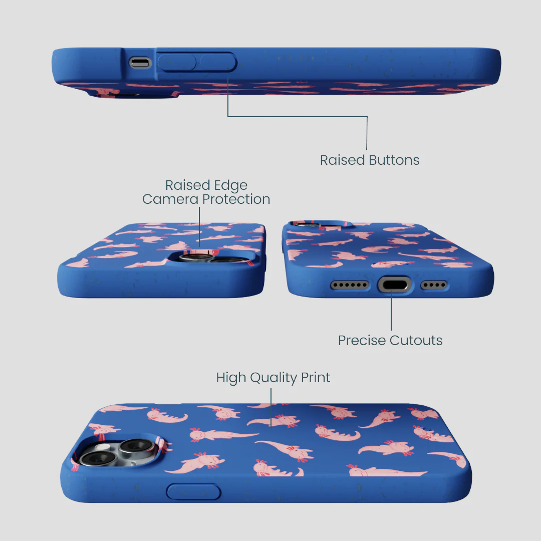 Electric Blue Axolotls iPhone 14 Plus Case - Image 3
