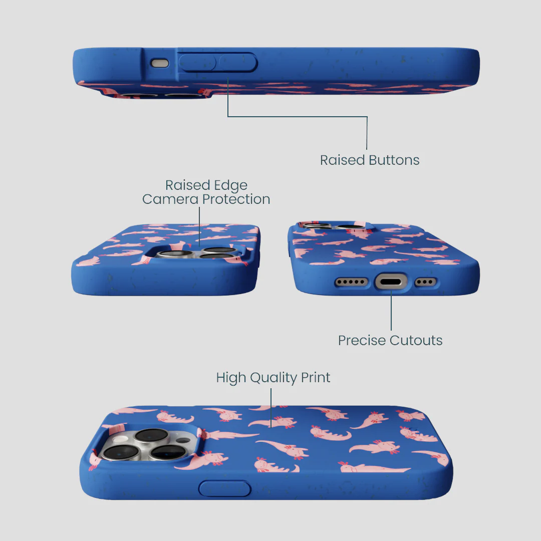 Electric Blue Axolotls iPhone 14 Pro Case - Image 3