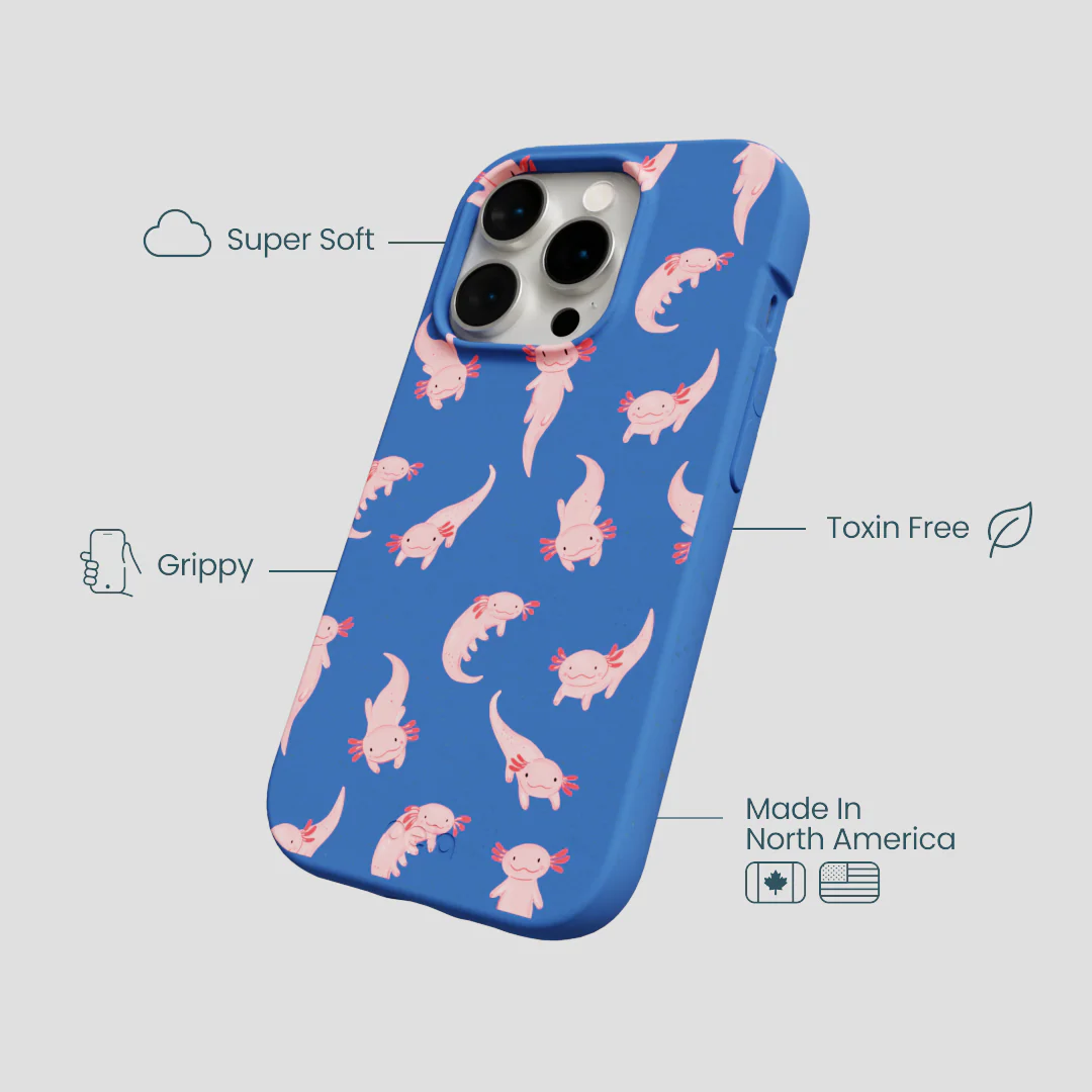 Electric Blue Axolotls iPhone 14 Pro Case - Image 4