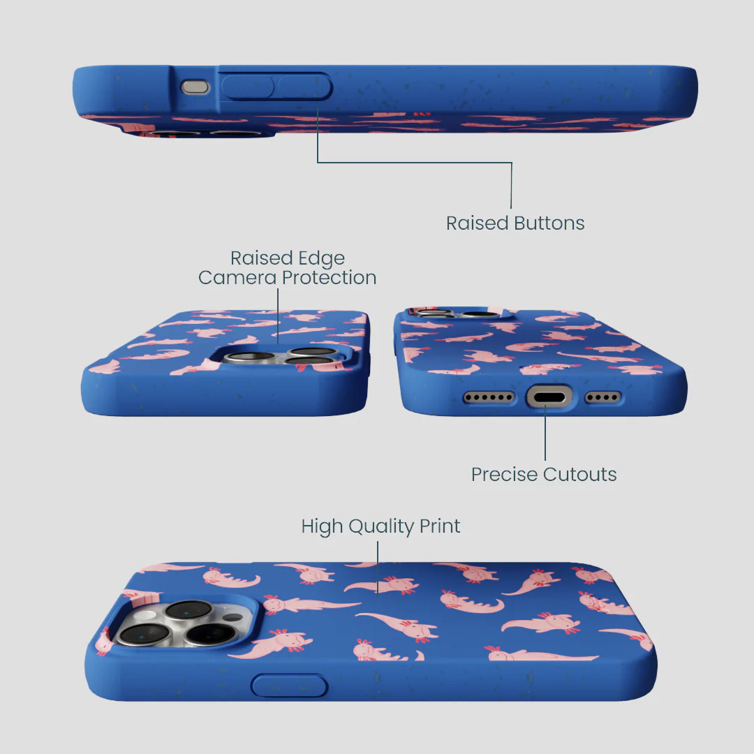 Electric Blue Axolotls iPhone 14 Pro Max Case - Image 3