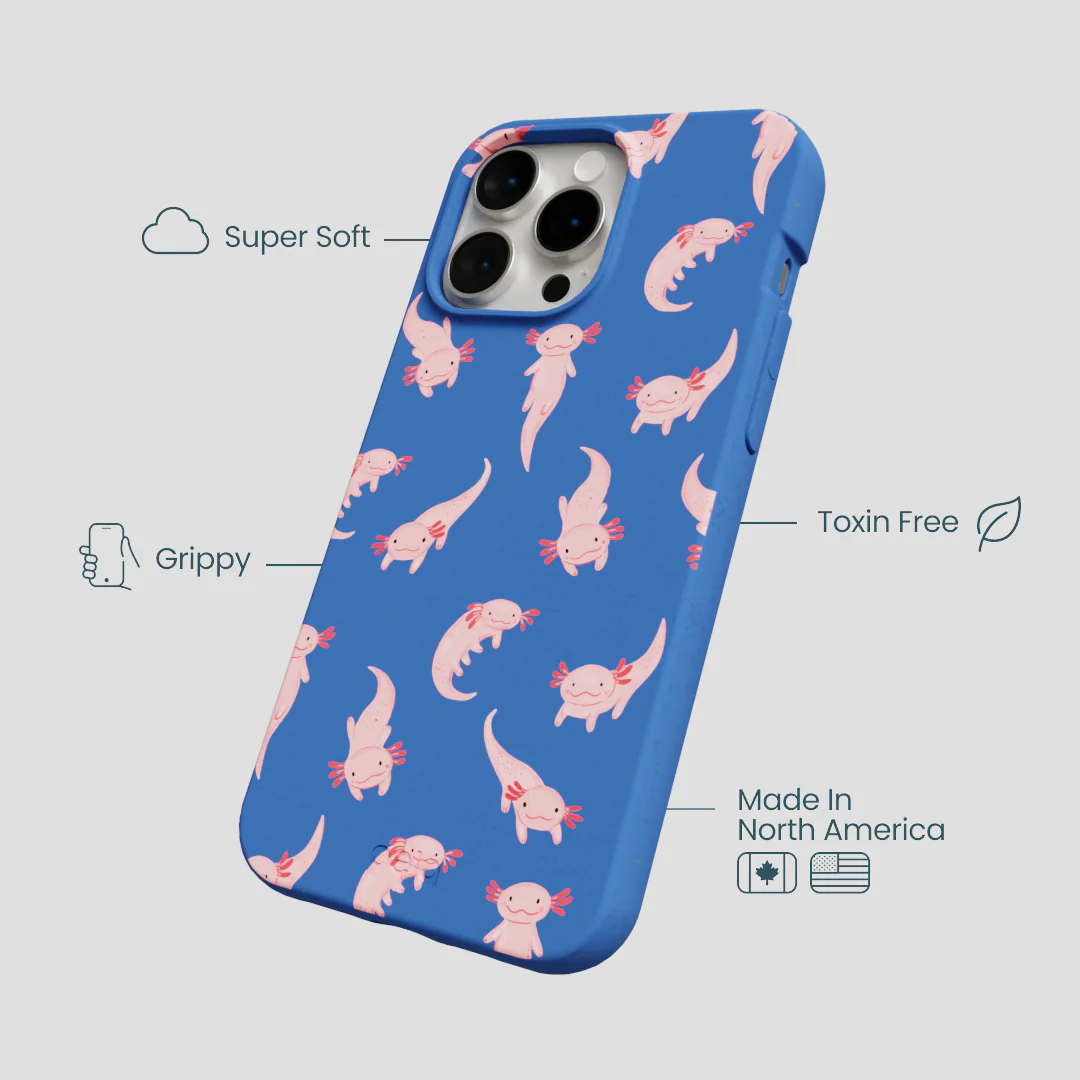 Electric Blue Axolotls iPhone 14 Pro Max Case - Image 4