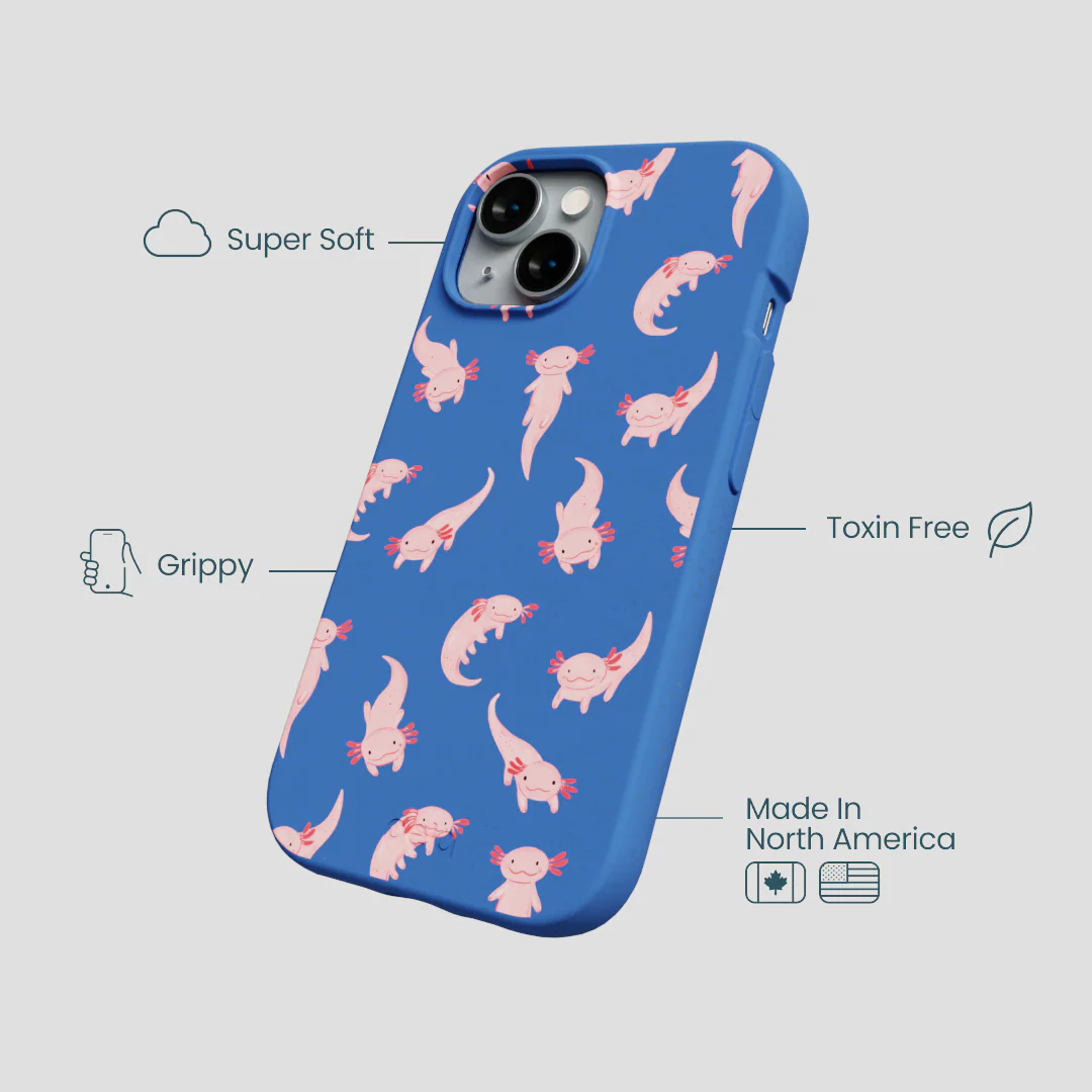 Electric Blue Axolotls iPhone 15 Case - Image 4