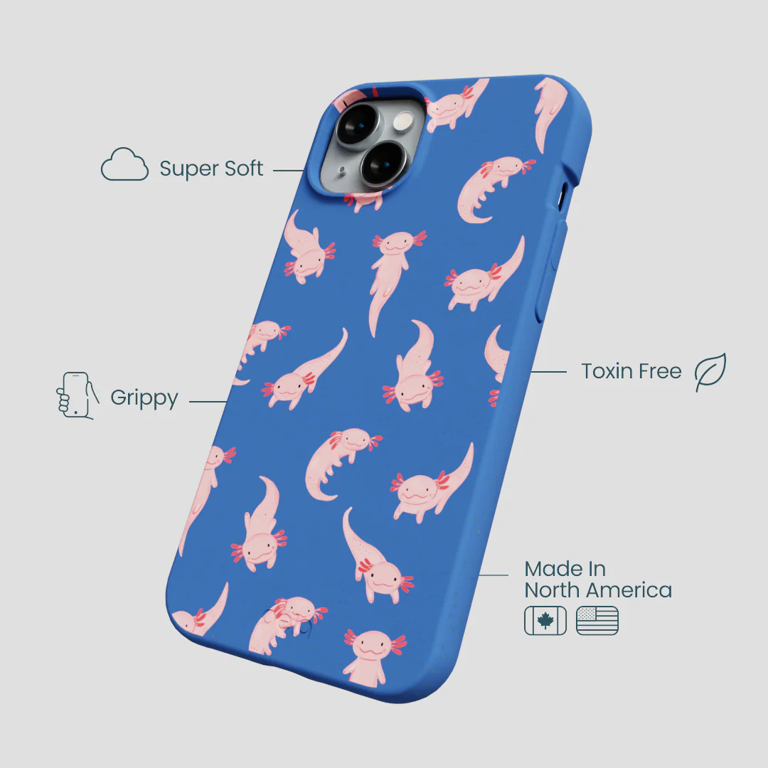 Electric Blue Axolotls iPhone 15 Plus Case - Image 4