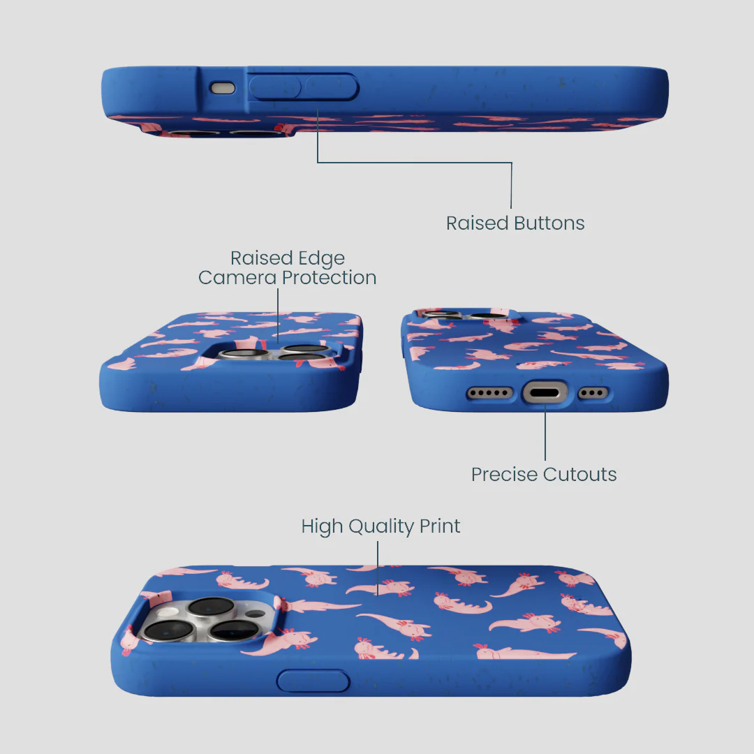 Electric Blue Axolotls iPhone 15 Pro Case - Image 3