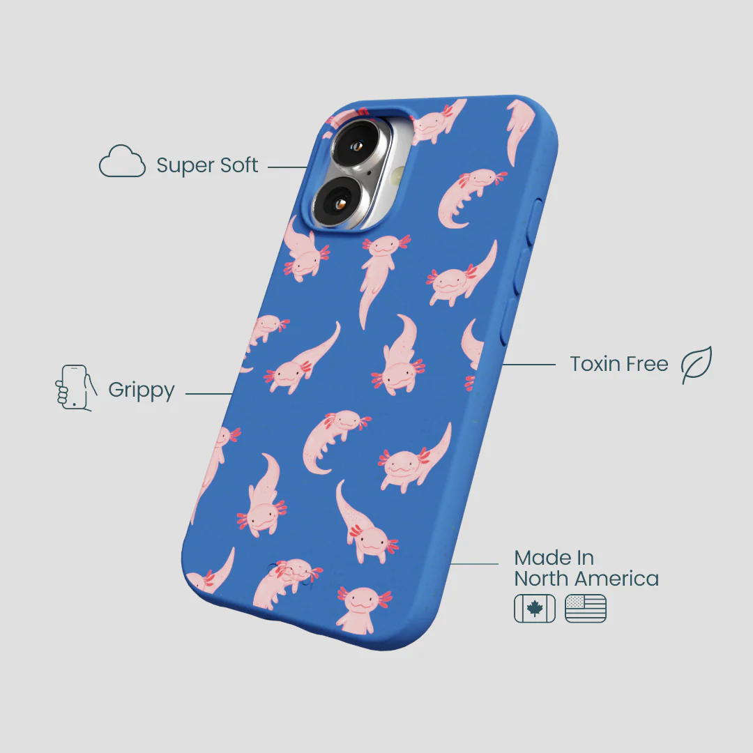 Electric Blue Axolotls iPhone 16 Case - Image 4