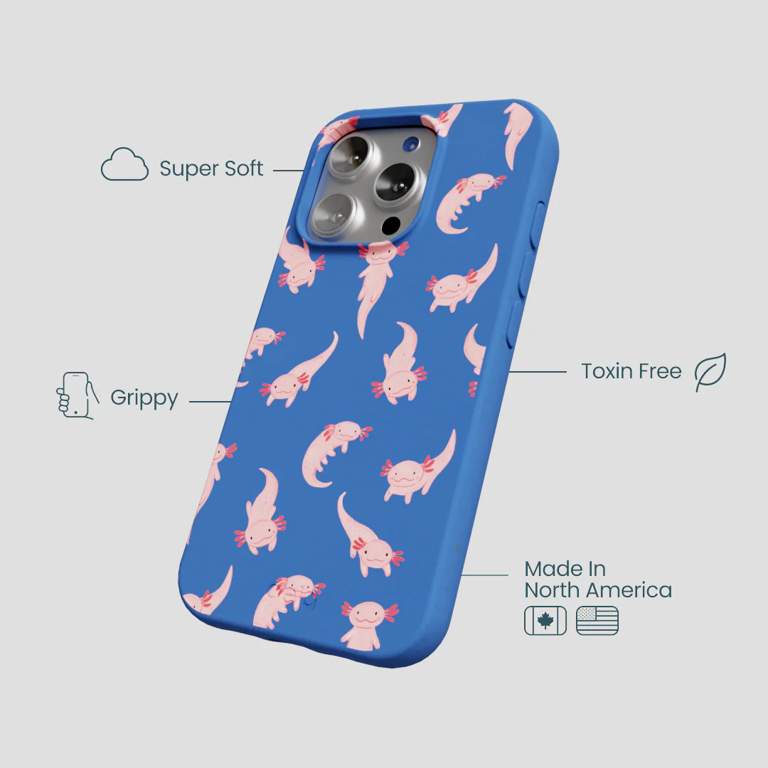 Electric Blue Axolotls iPhone 16 Pro Case - Image 4